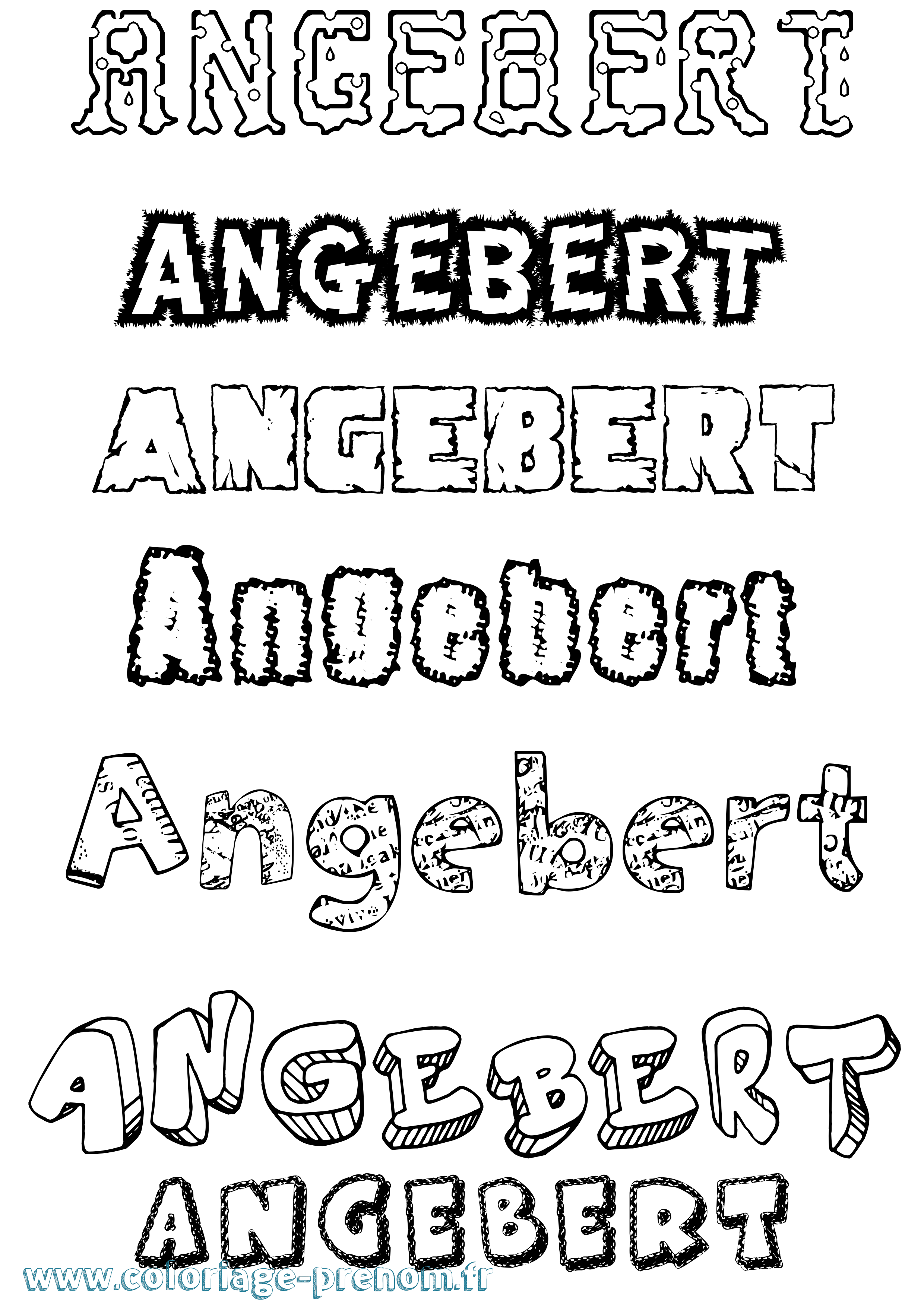 Coloriage Angebert Destructuré Coloriage prénom Angebert Destructuré