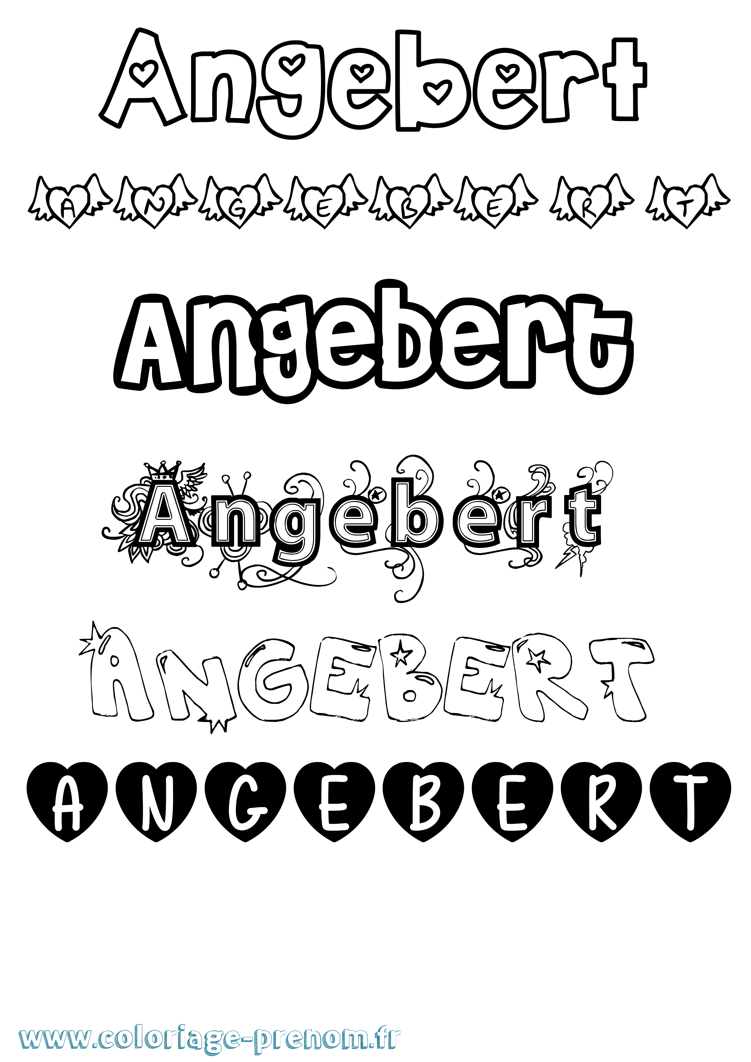 Coloriage Angebert Girly Coloriage prénom Angebert Girly