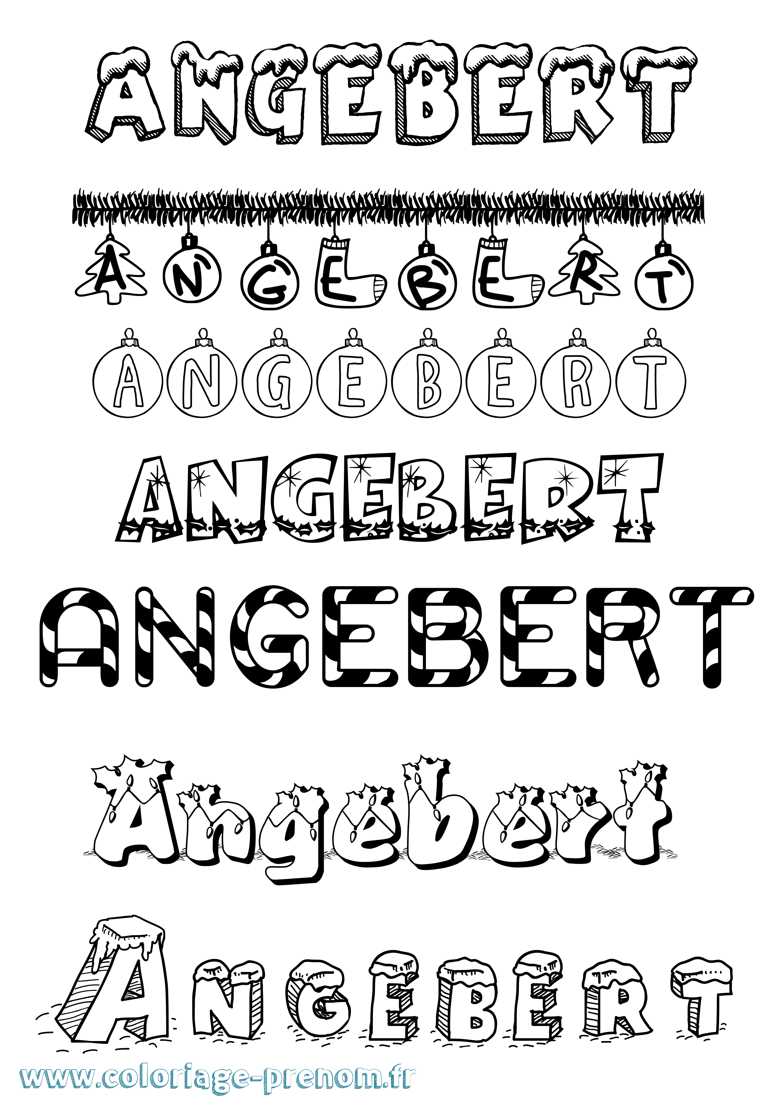 Coloriage Angebert Noël Coloriage prénom Angebert Noël