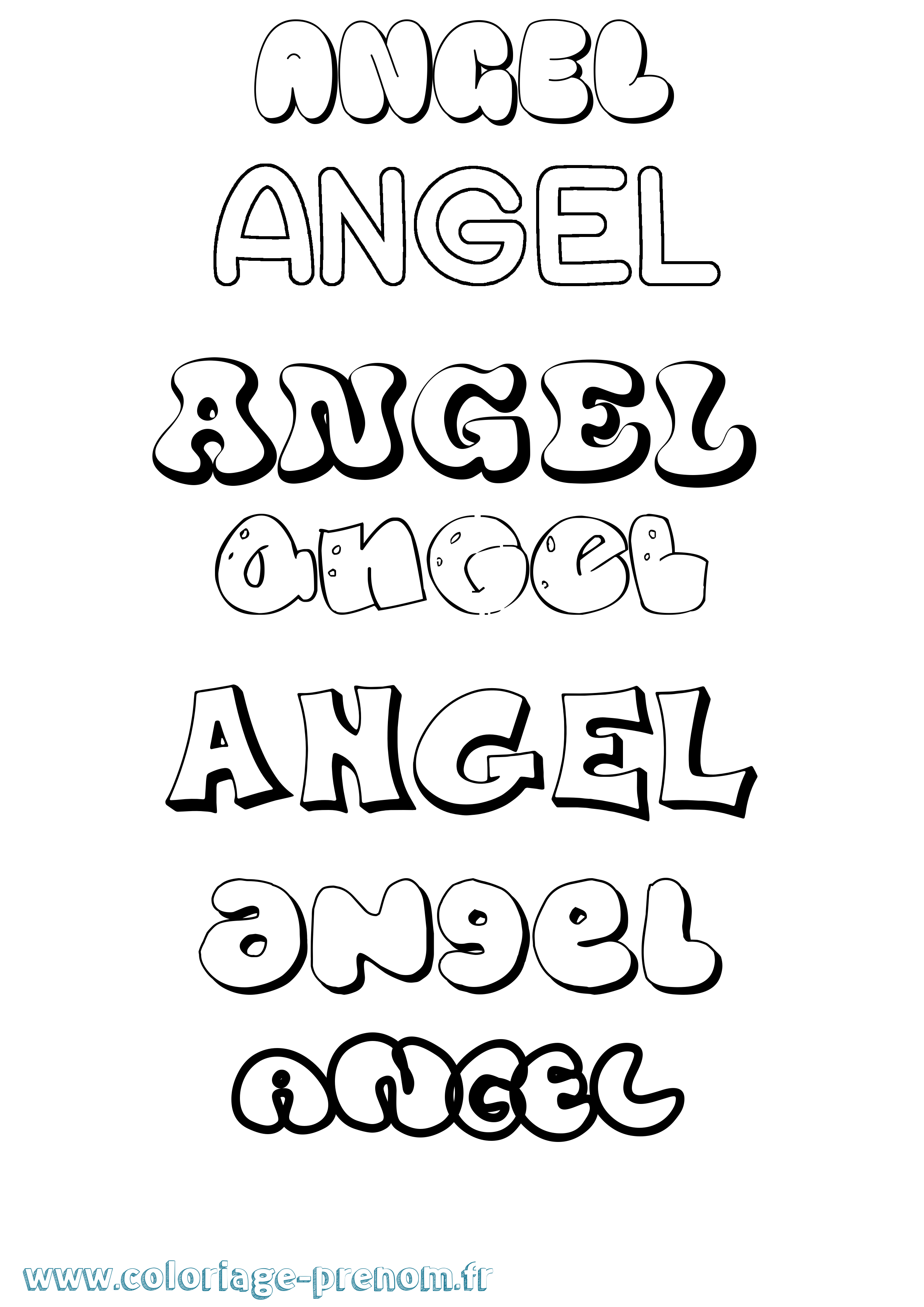 Coloriage prénom Angel Bubble