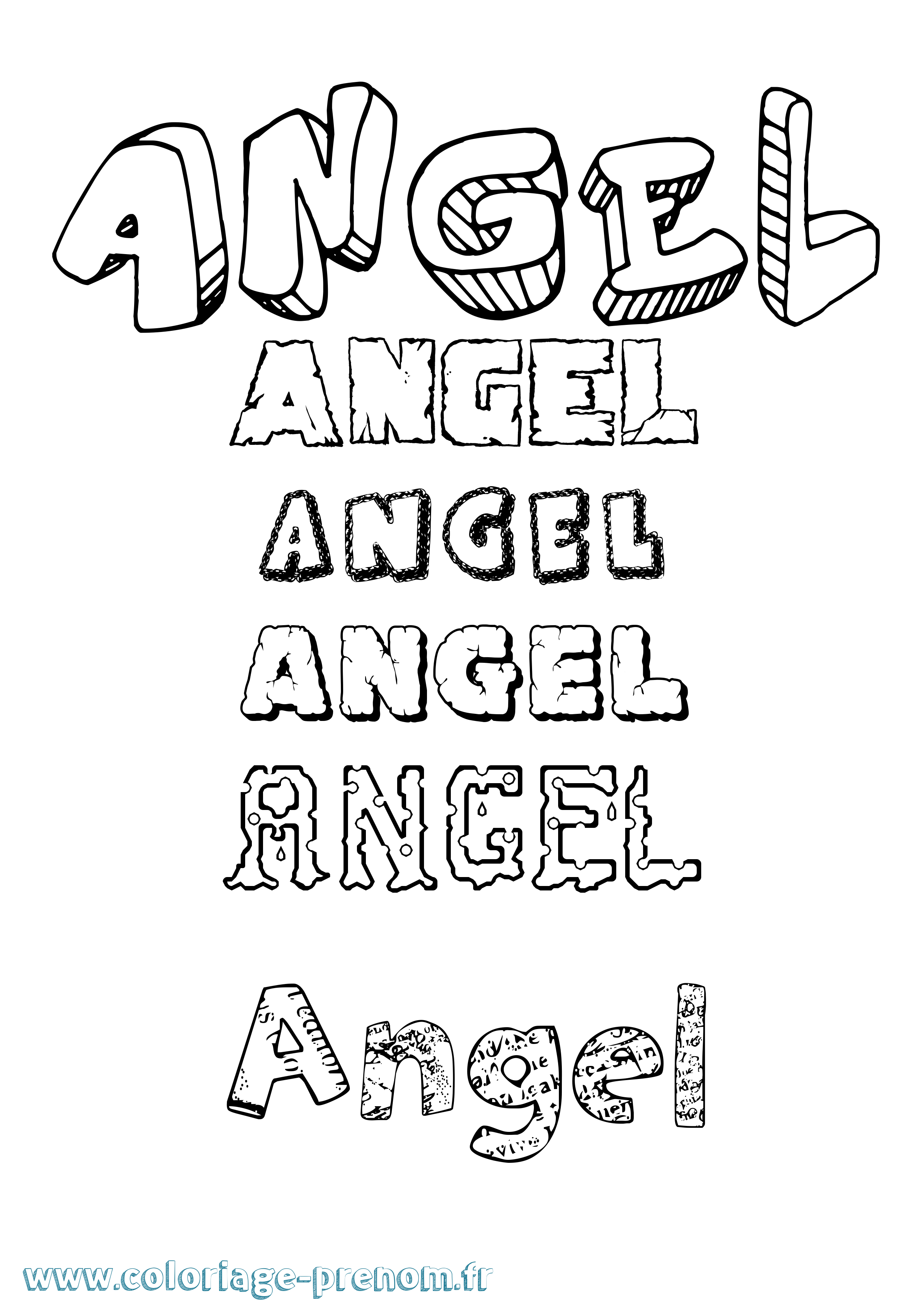 Coloriage prénom Angel Destructuré