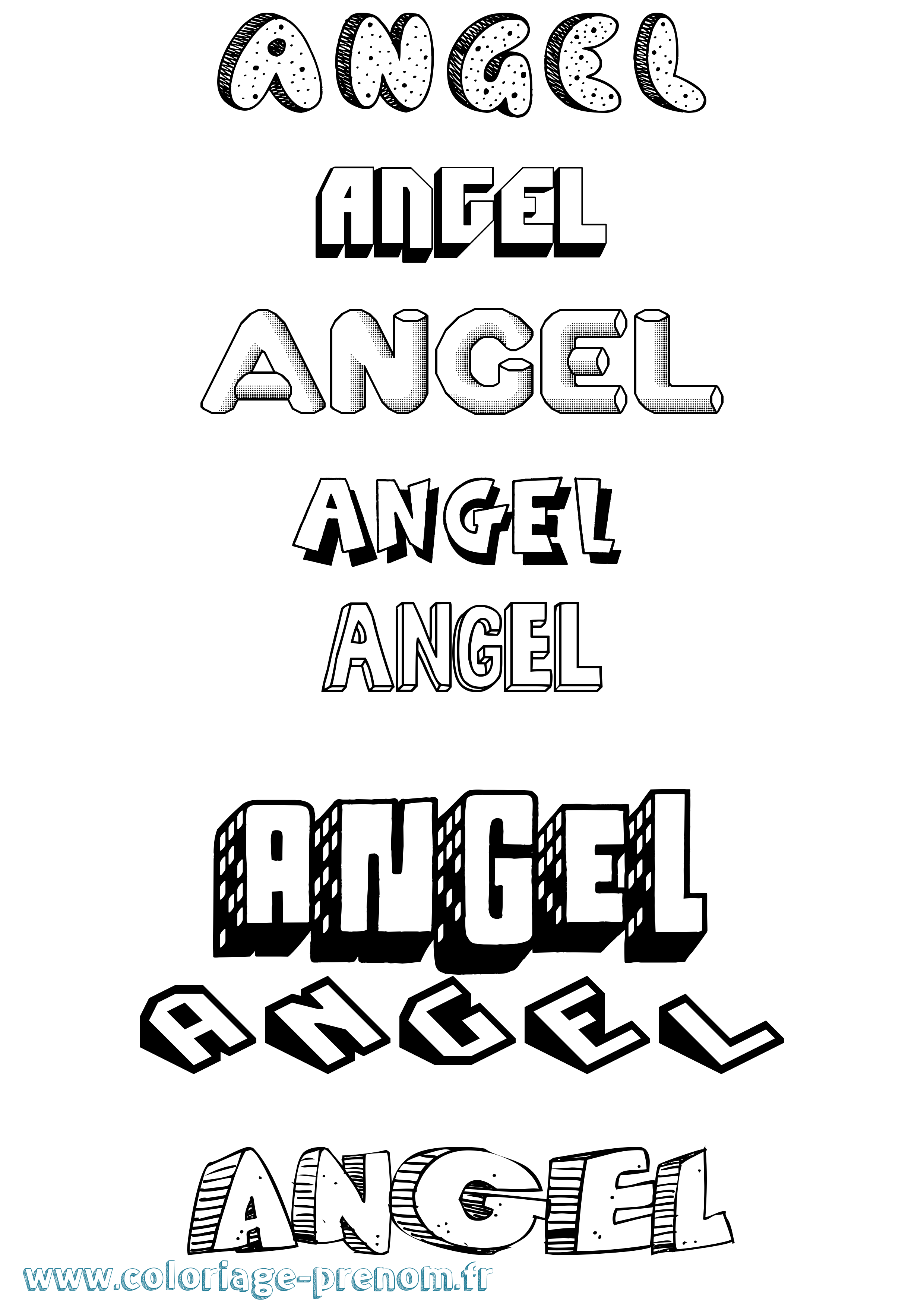 Coloriage prénom Angel Effet 3D
