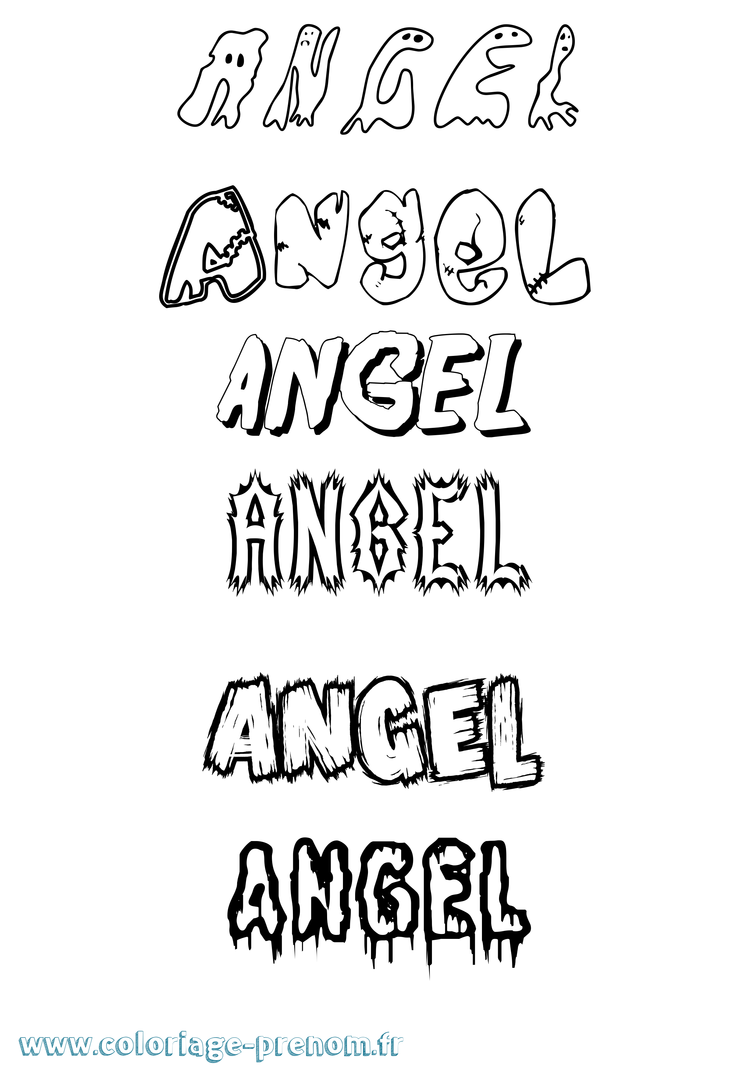Coloriage prénom Angel Frisson
