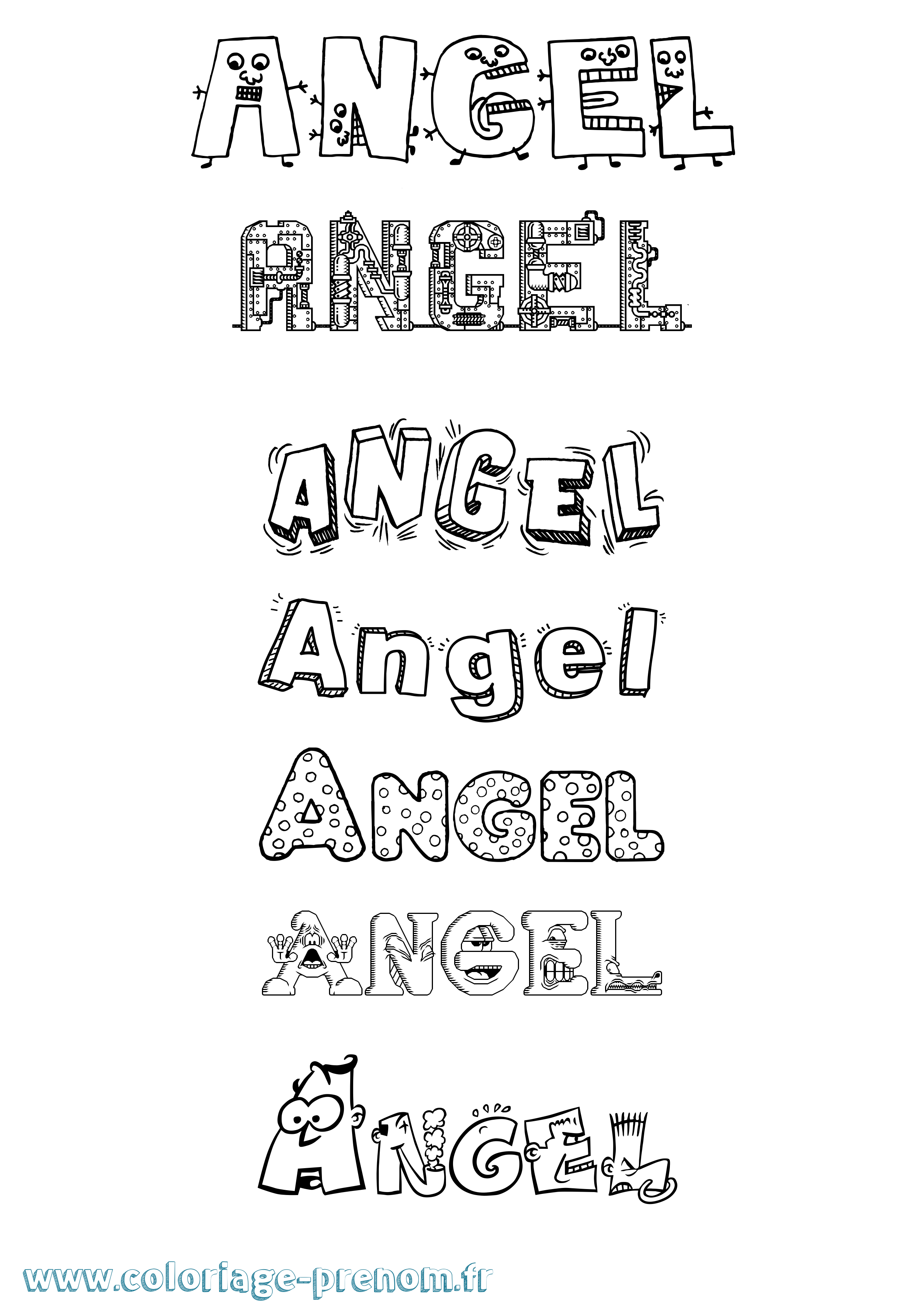 Coloriage prénom Angel Fun