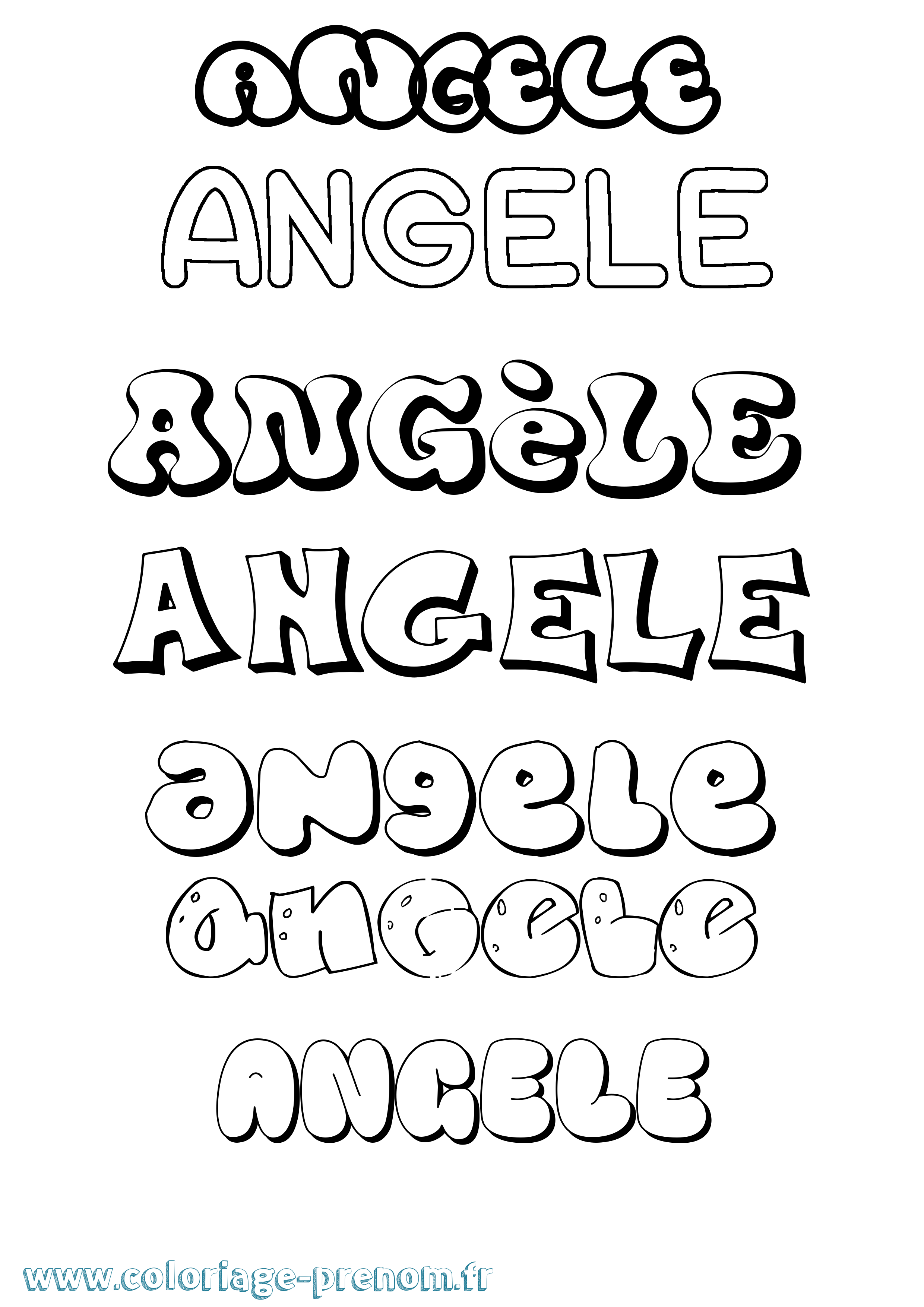 Coloriage prénom Angèle Bubble