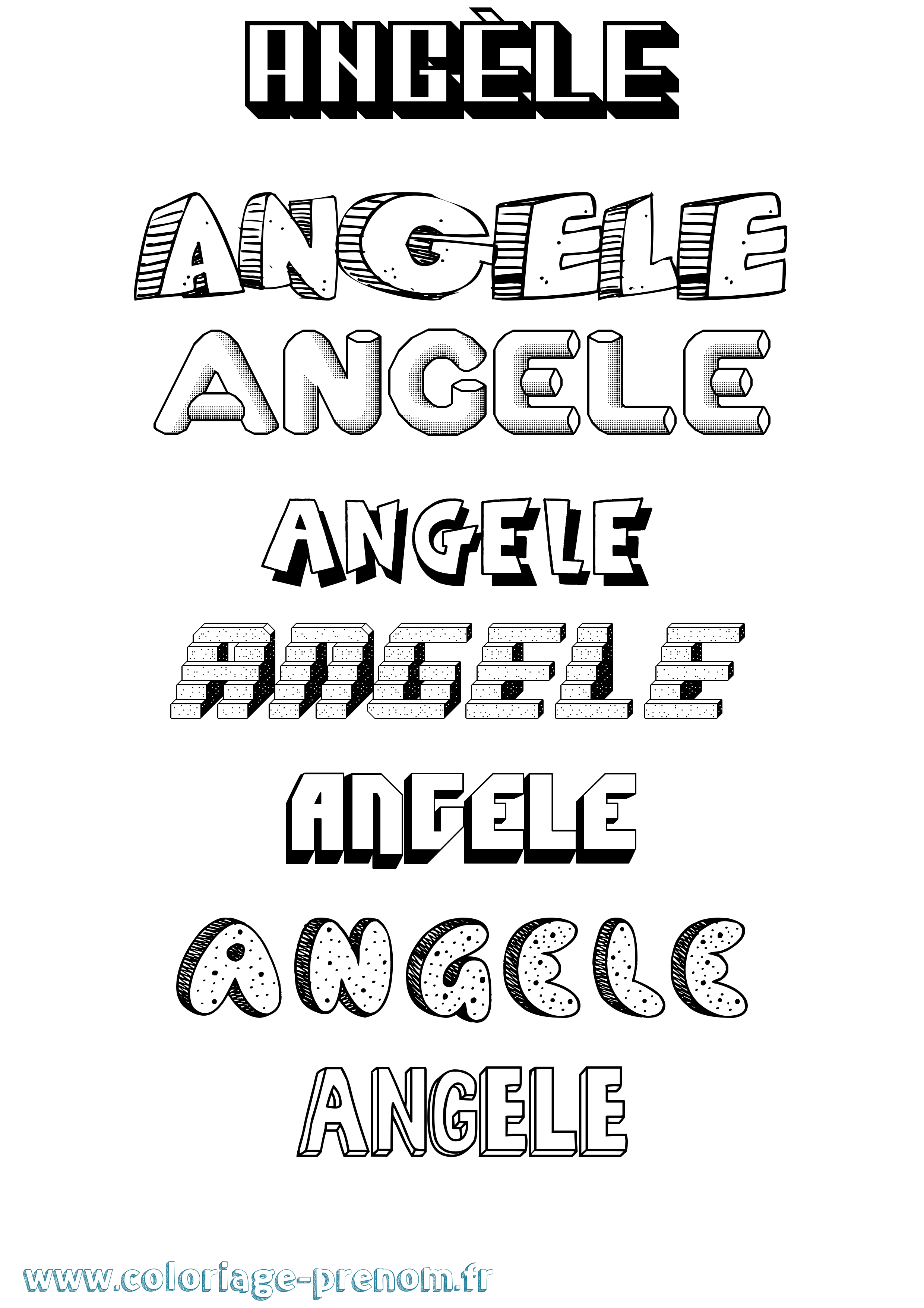 Coloriage prénom Angèle Effet 3D