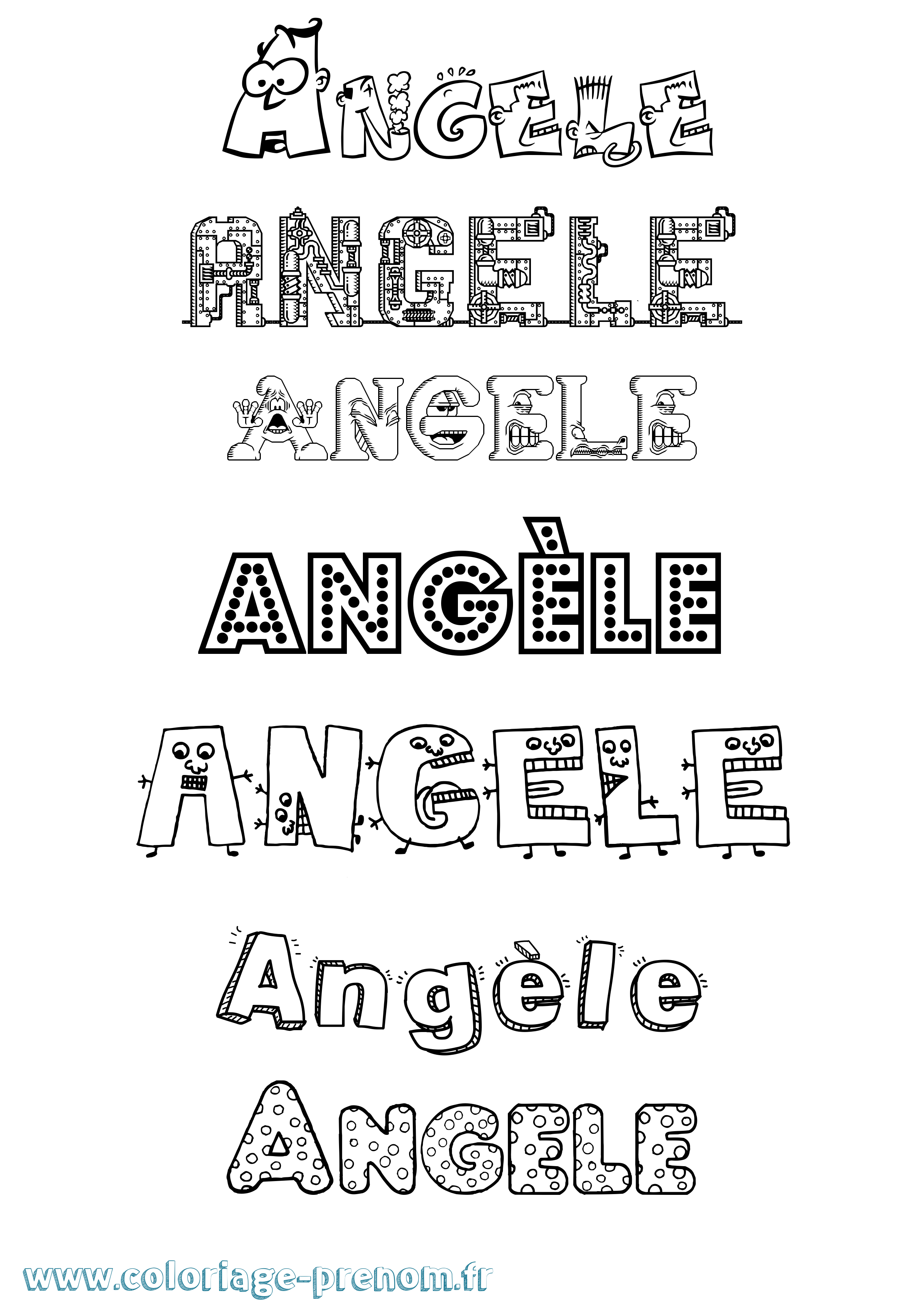 Coloriage Angèle Coloriage prénom Angèle