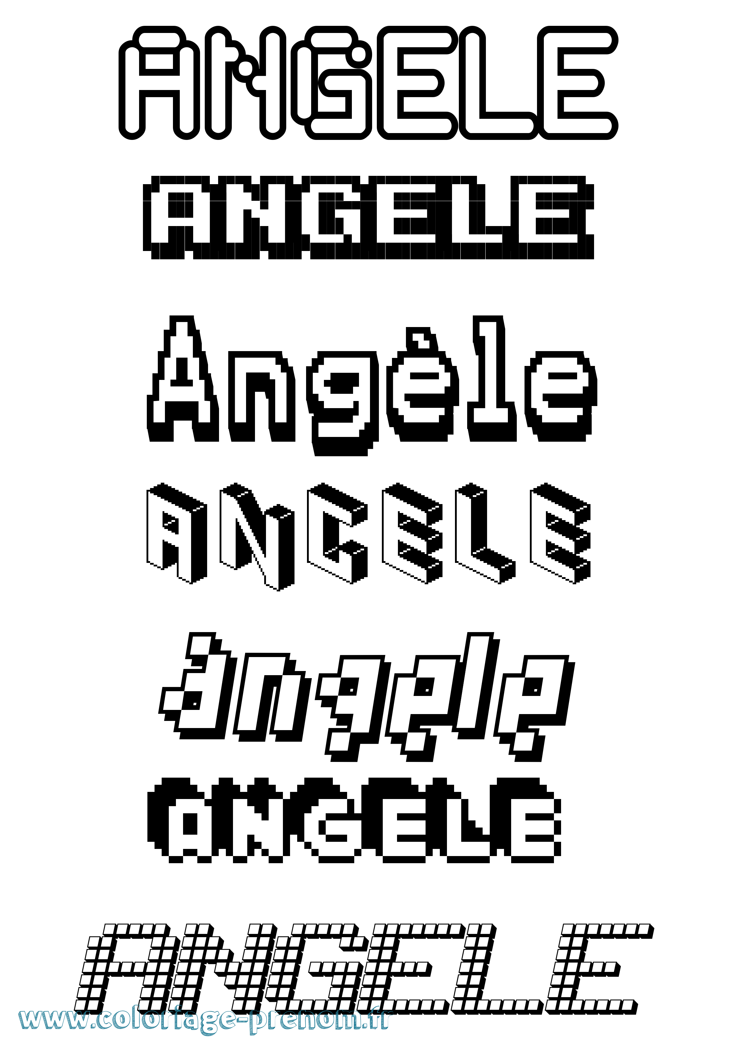 Coloriage prénom Angèle Pixel