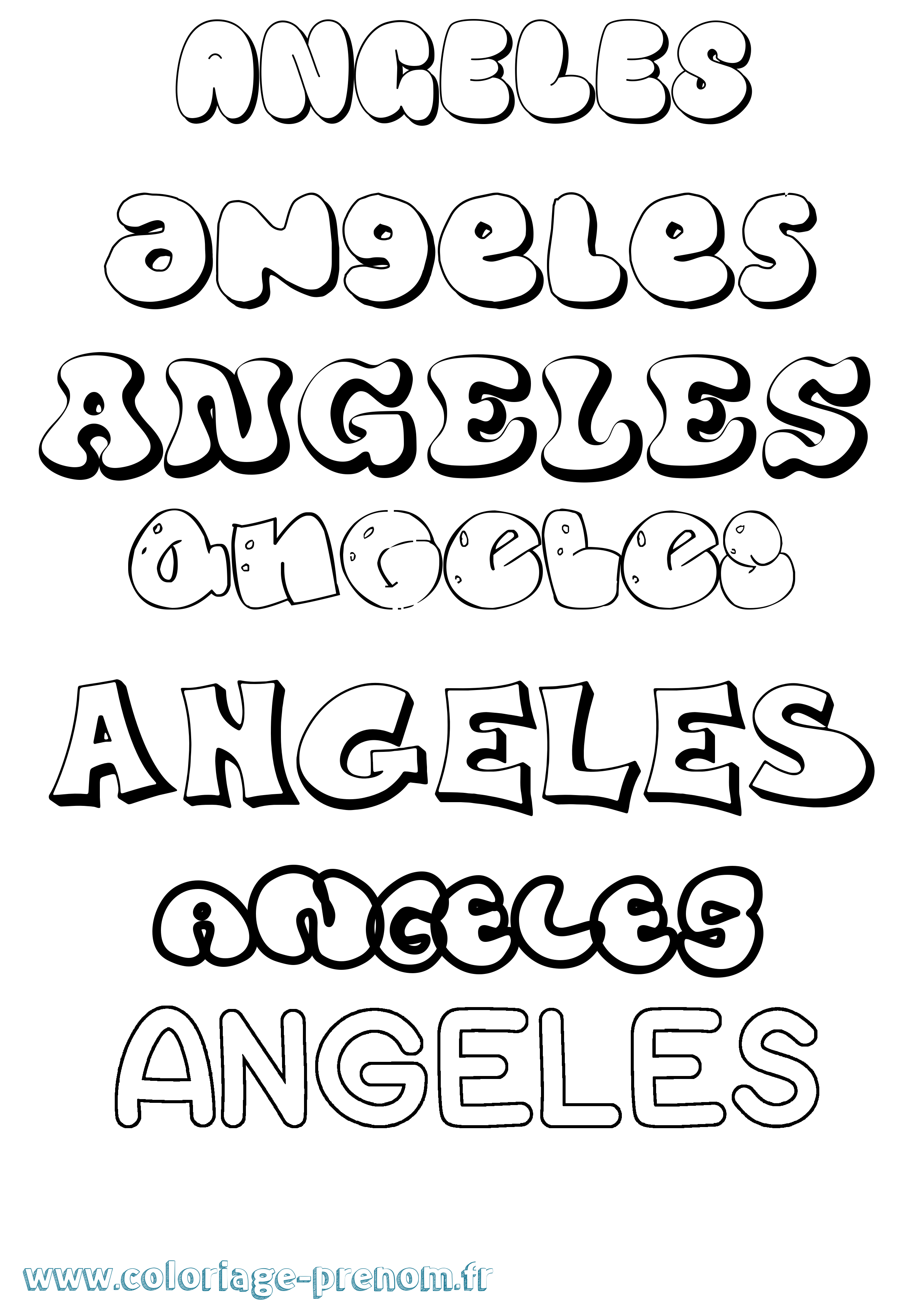 Coloriage prénom Angeles Bubble