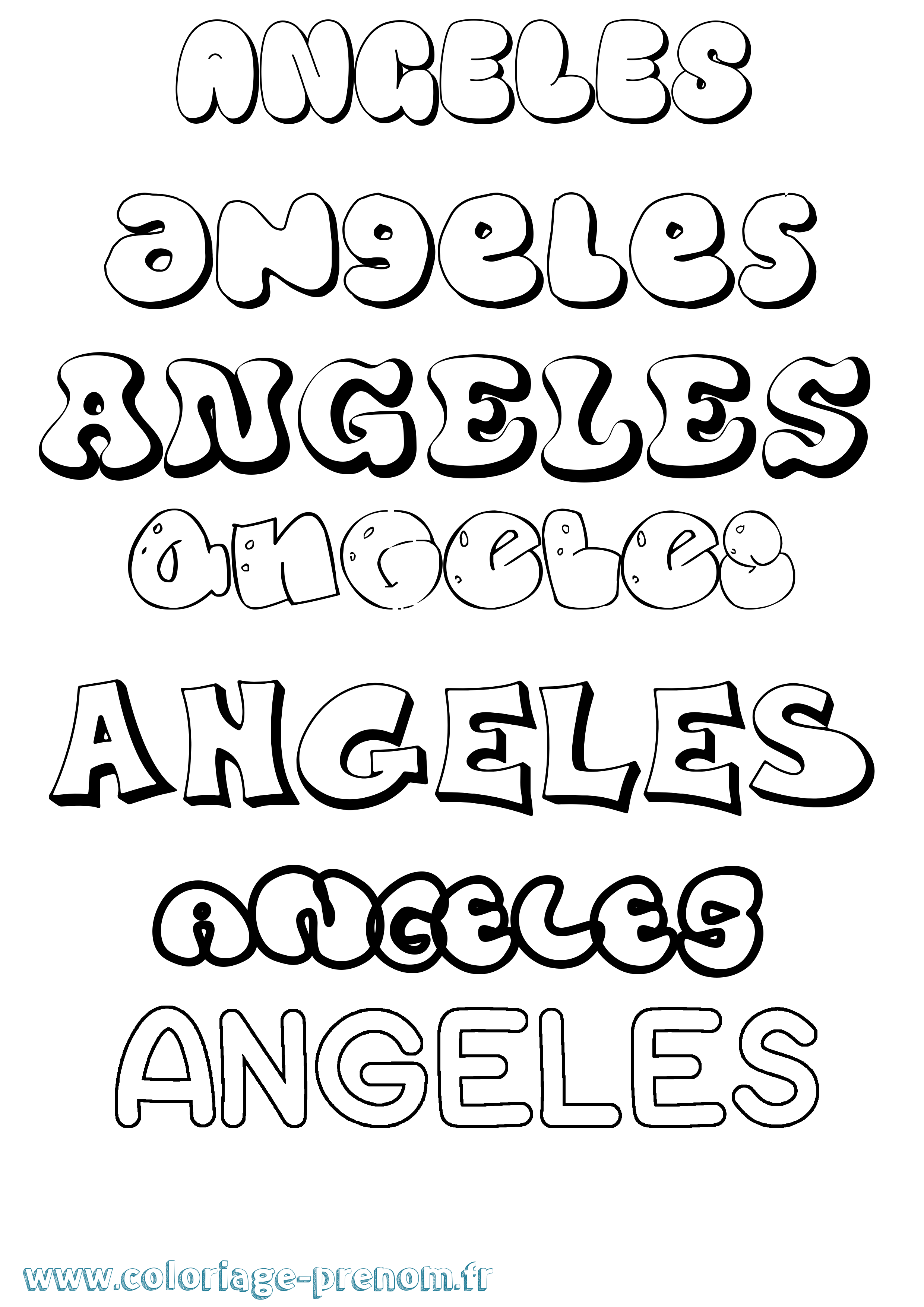 Coloriage Angeles Bubble Coloriage prénom Angeles Bubble