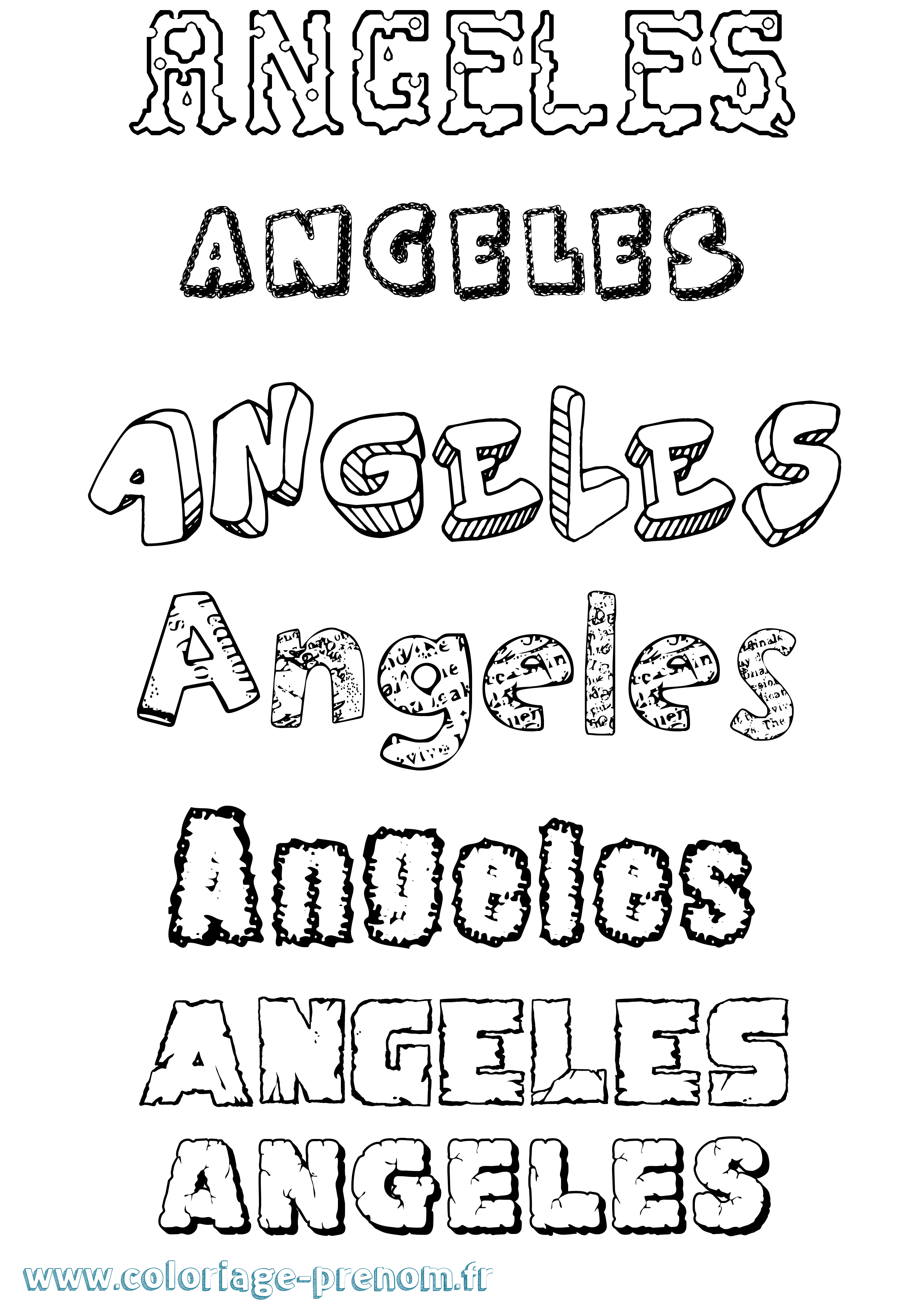 Coloriage Angeles Destructuré Coloriage prénom Angeles Destructuré