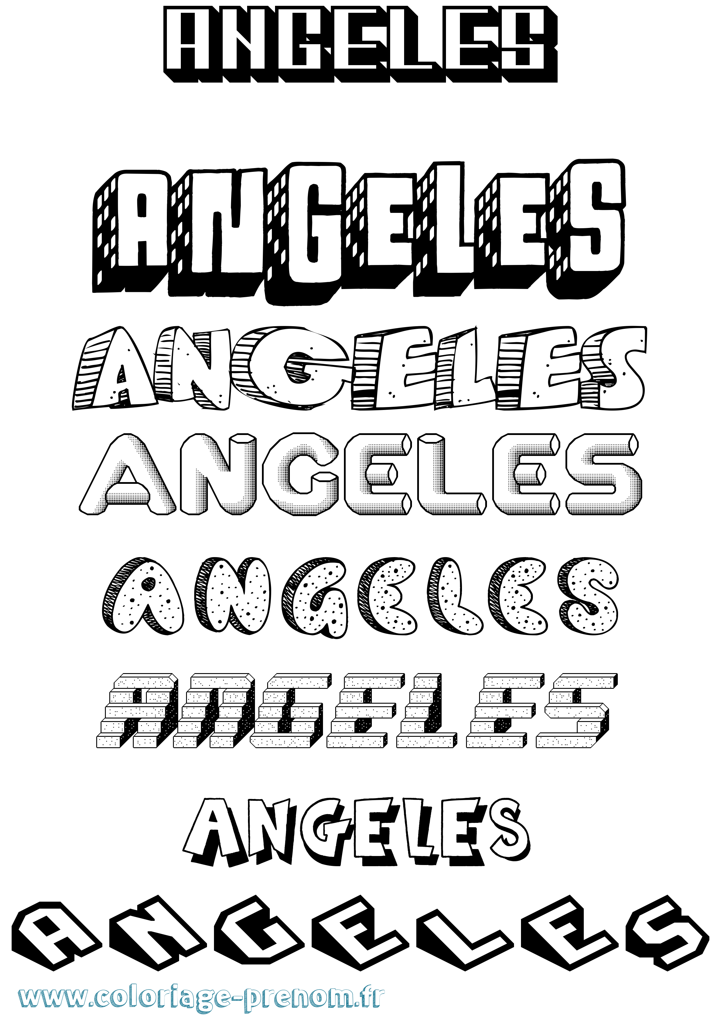 Coloriage Angeles Effet 3D Coloriage prénom Angeles Effet 3D
