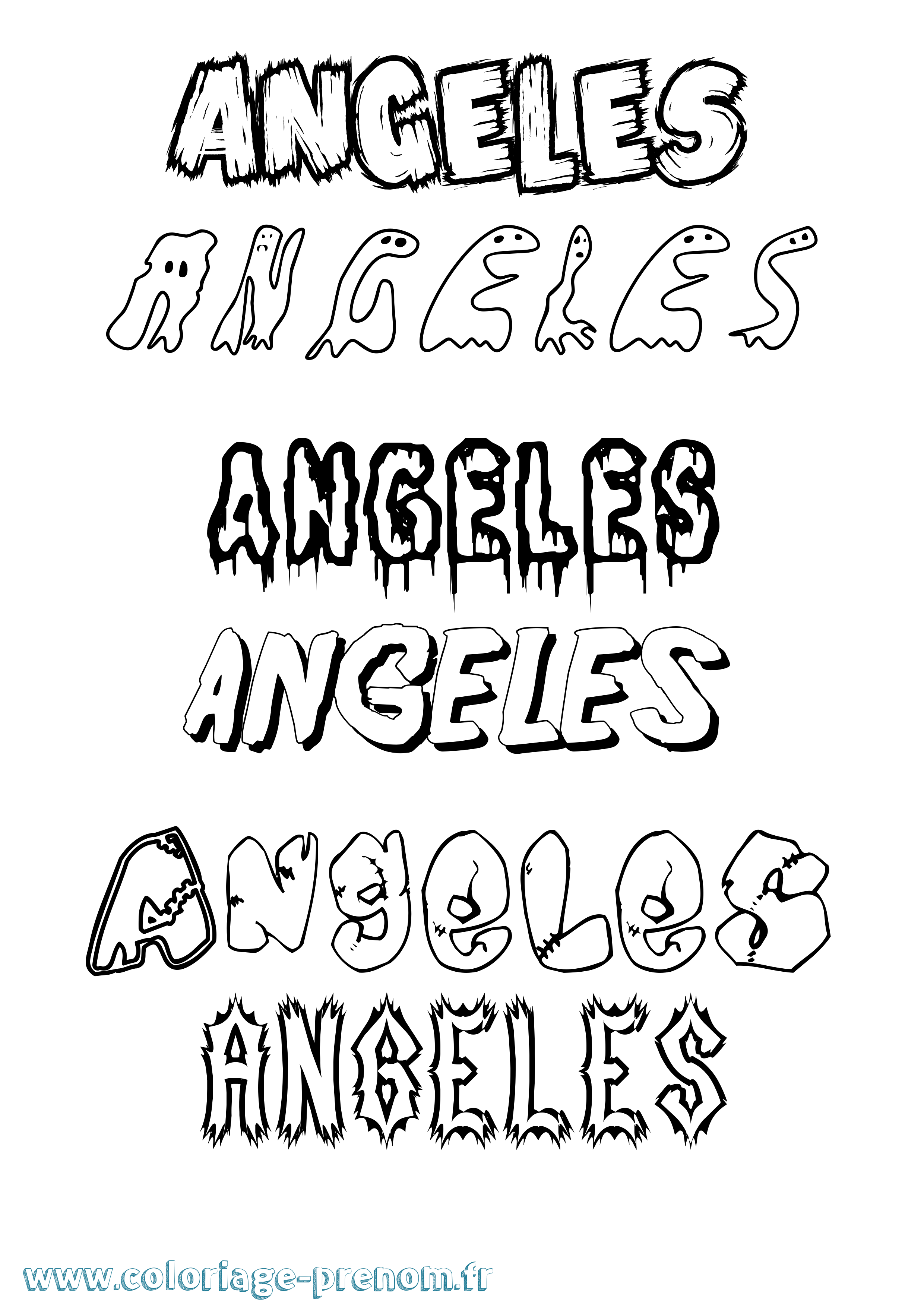 Coloriage Angeles Frisson Coloriage prénom Angeles Frisson
