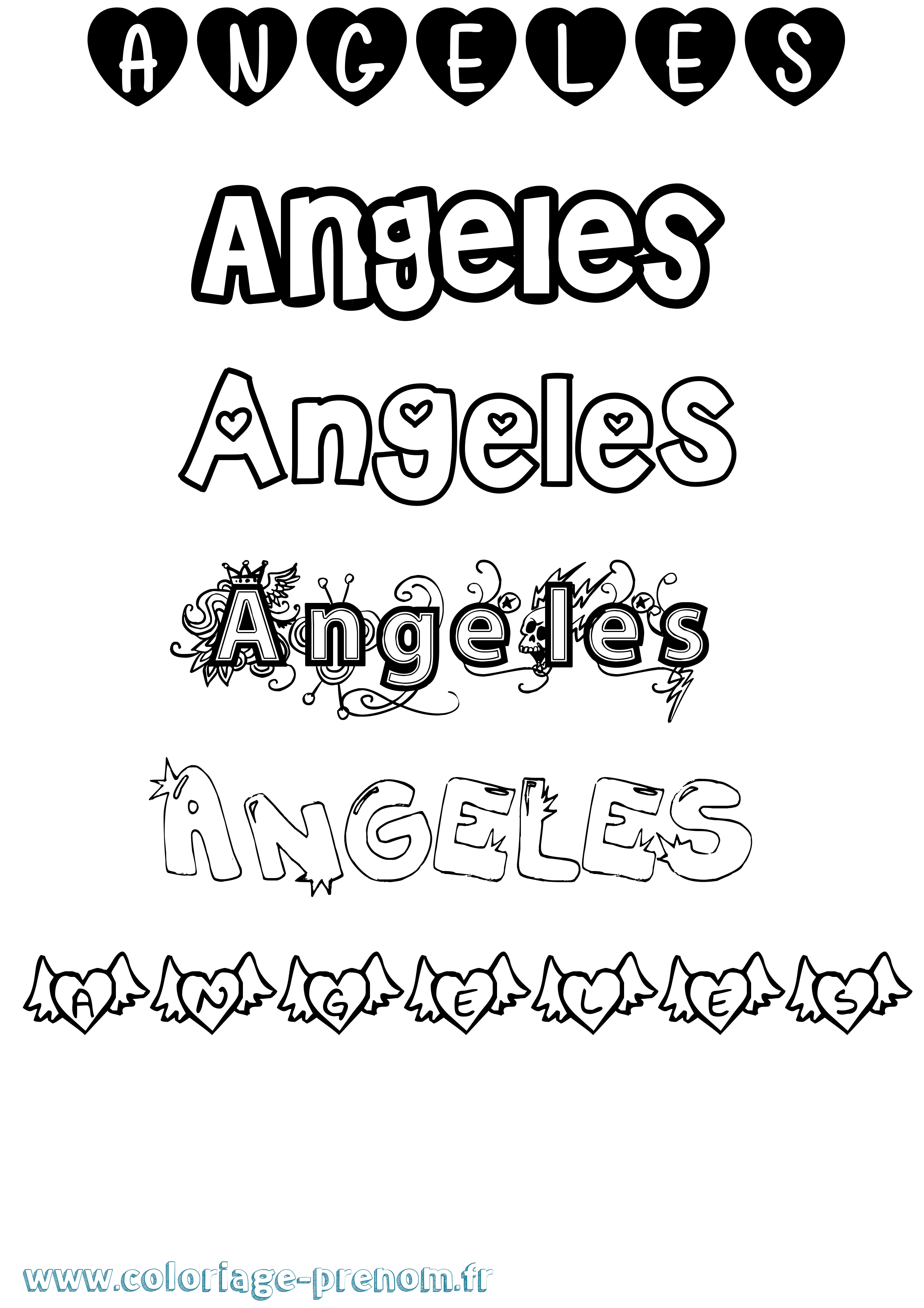 Coloriage Angeles Girly Coloriage prénom Angeles Girly