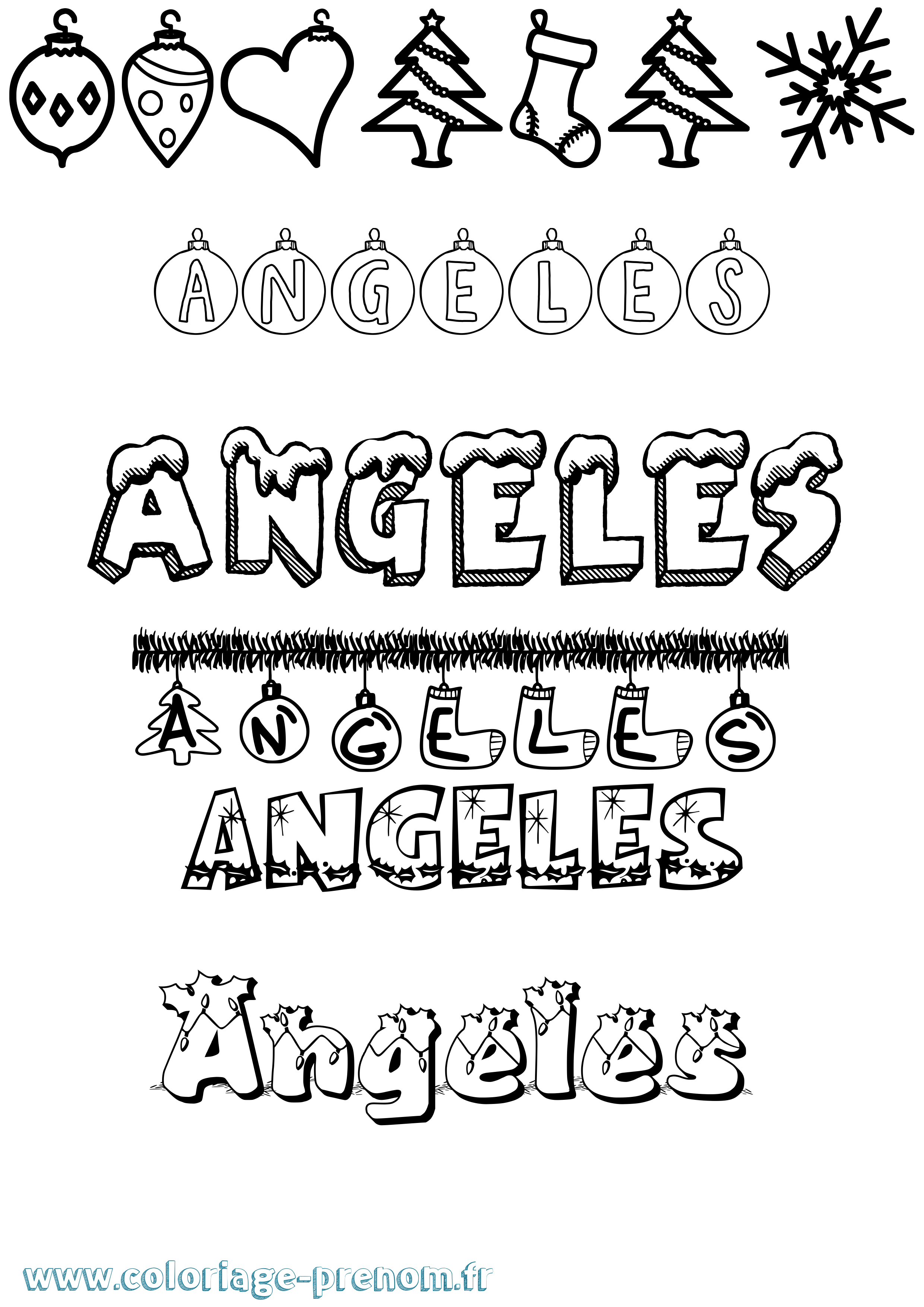 Coloriage Angeles Noël Coloriage prénom Angeles Noël