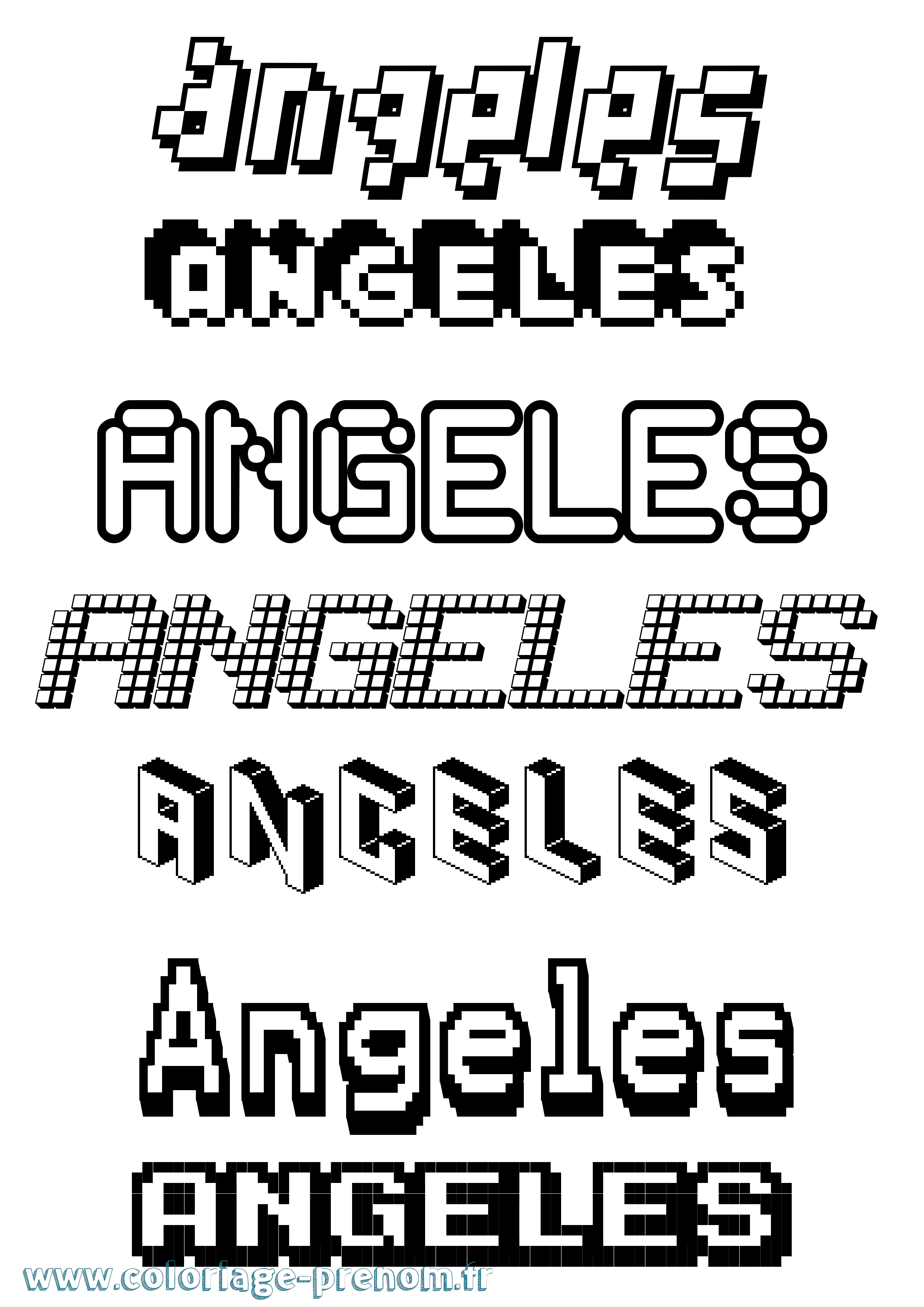 Coloriage Angeles Pixel Coloriage prénom Angeles Pixel