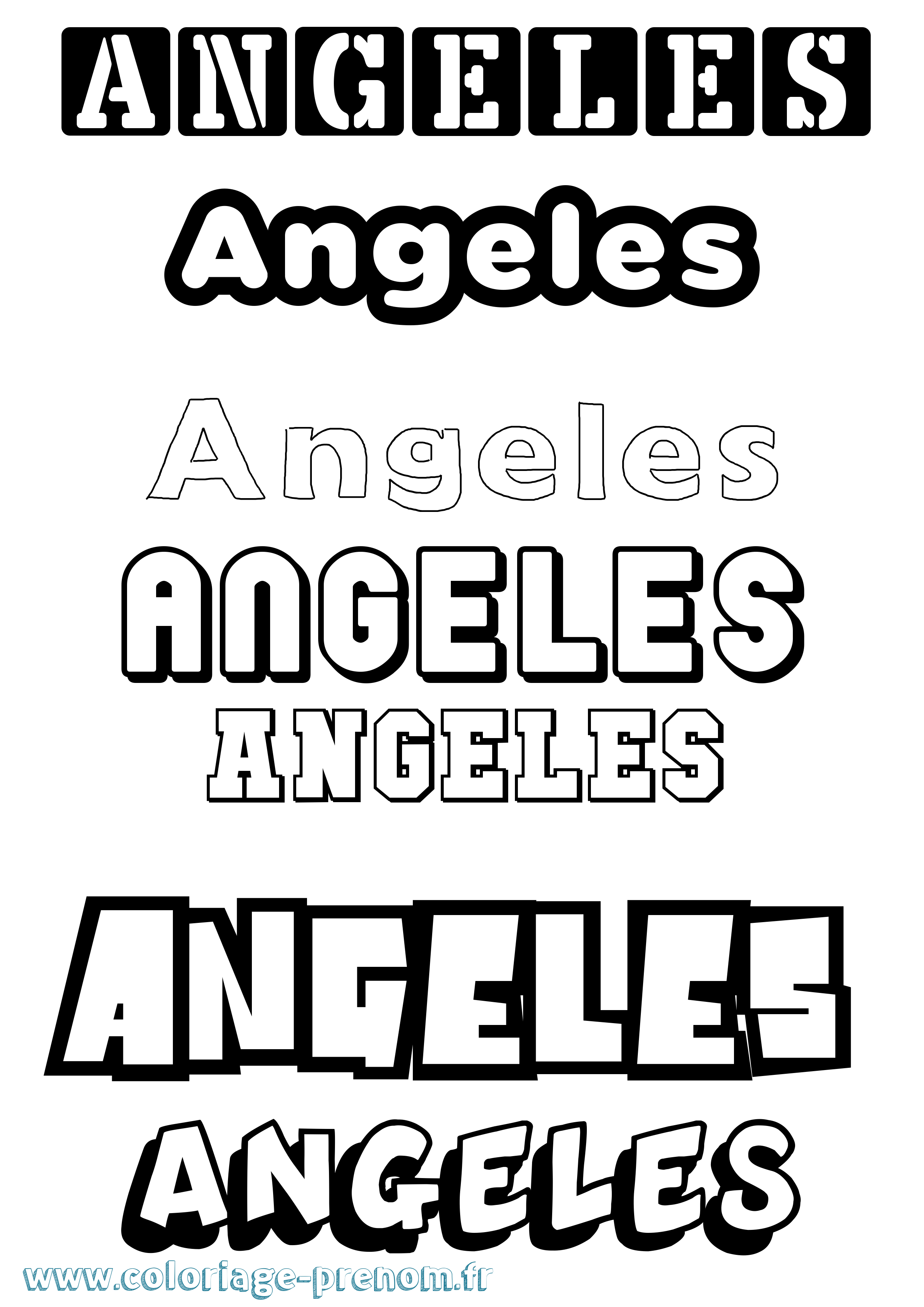 Coloriage Angeles Simple Coloriage prénom Angeles Simple