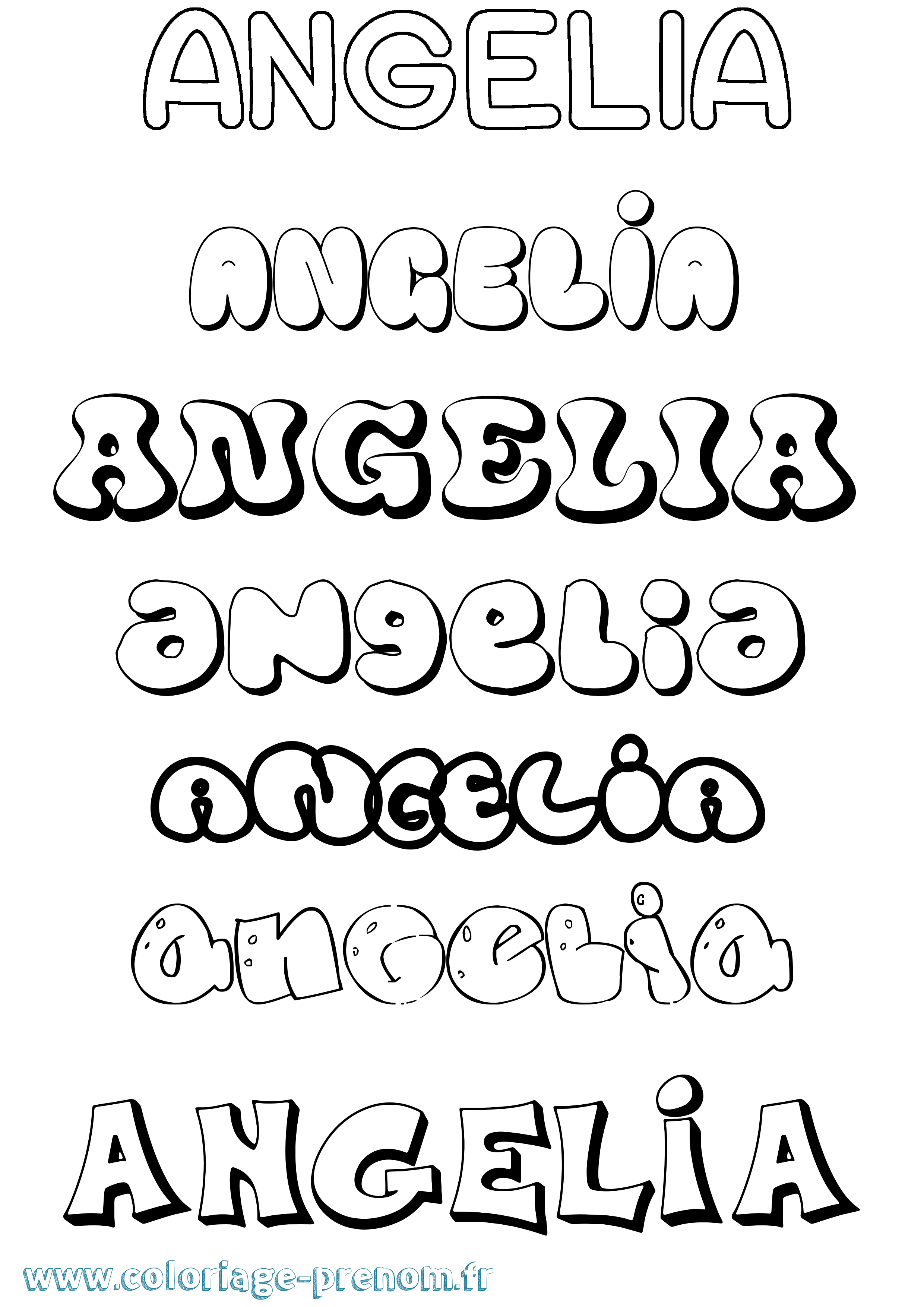 Coloriage Angelia Bubble Coloriage prénom Angelia Bubble
