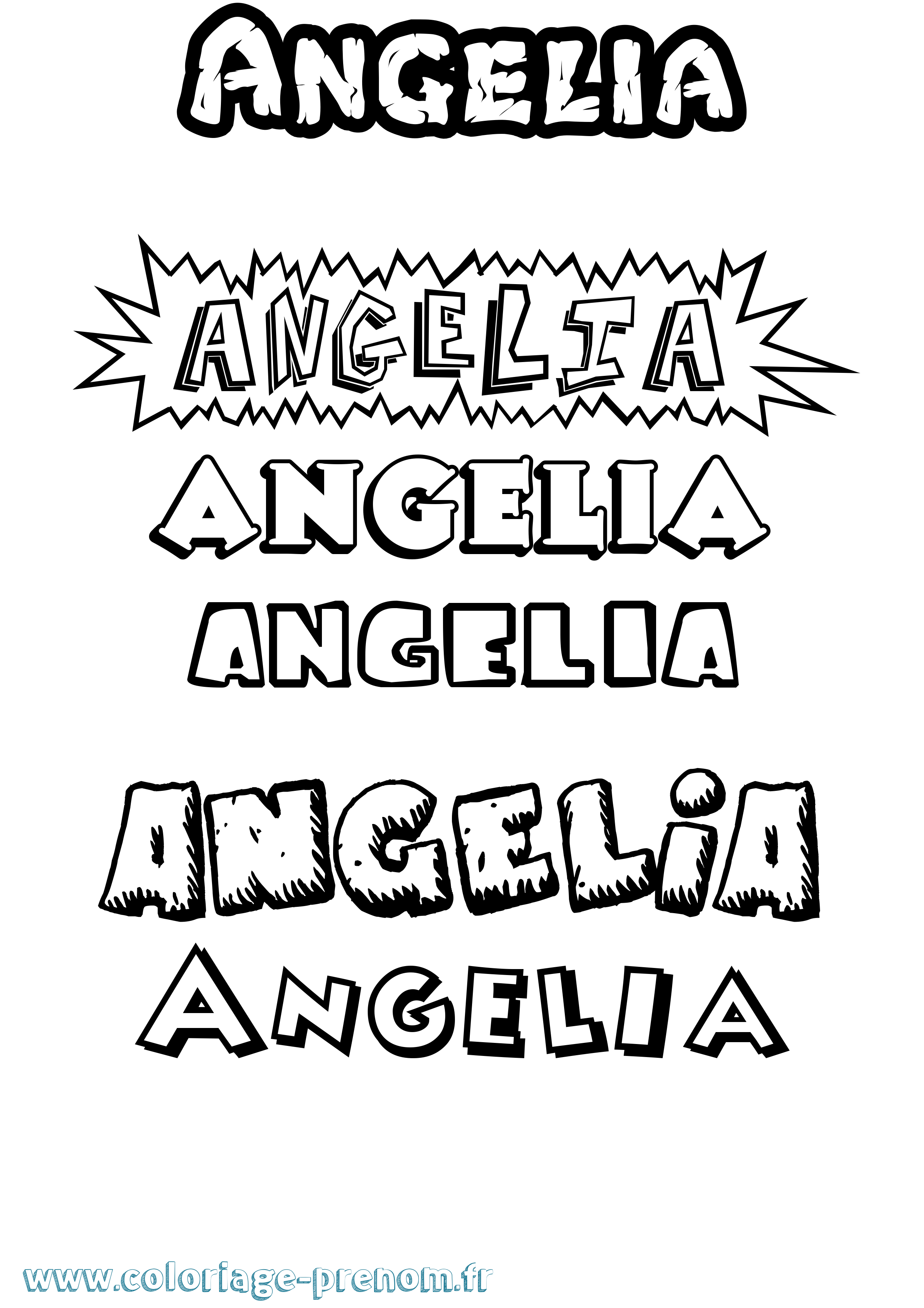 Coloriage prénom Angelia Dessin Animé