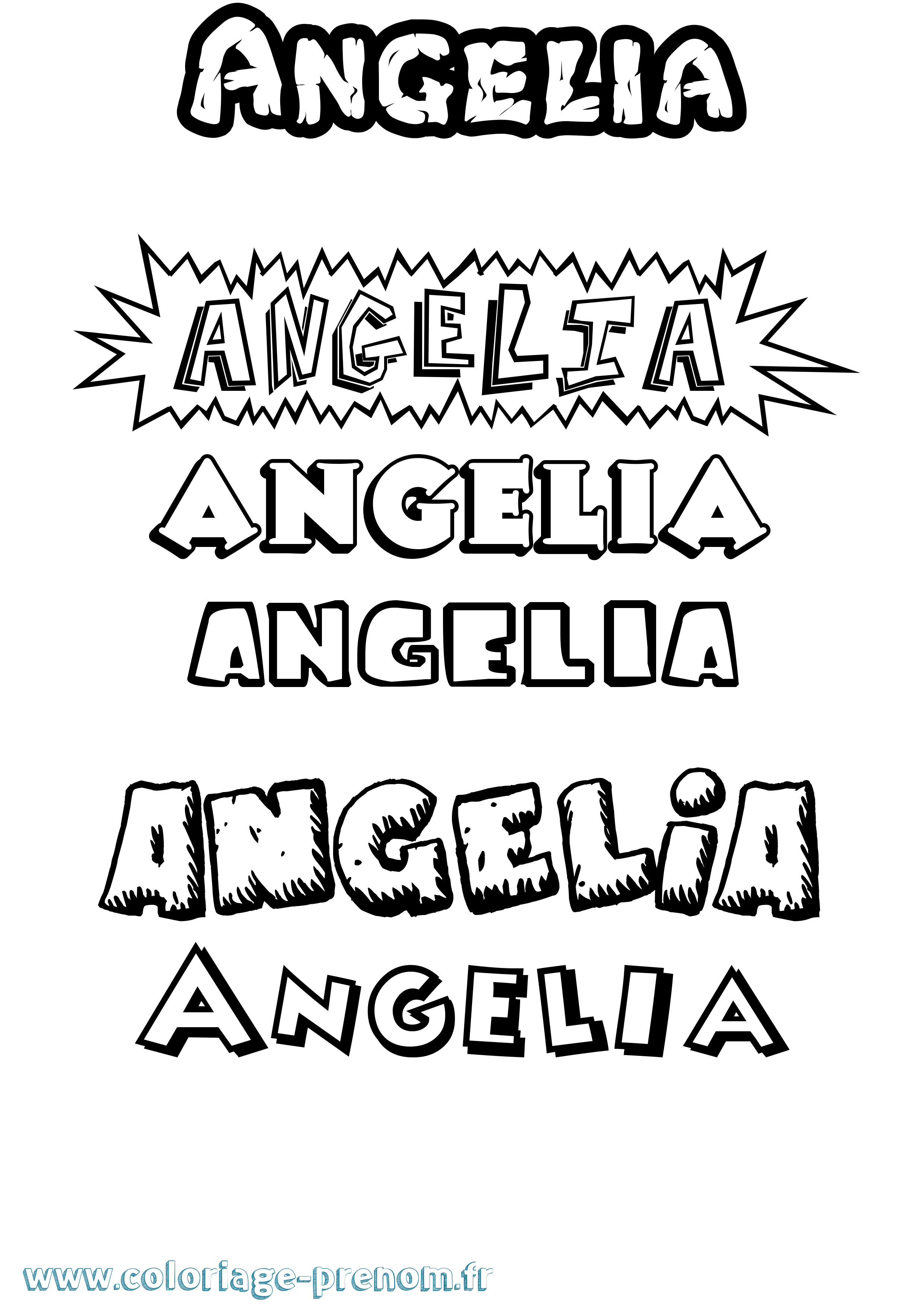 Coloriage Angelia Dessin Animé Coloriage prénom Angelia Dessin Animé