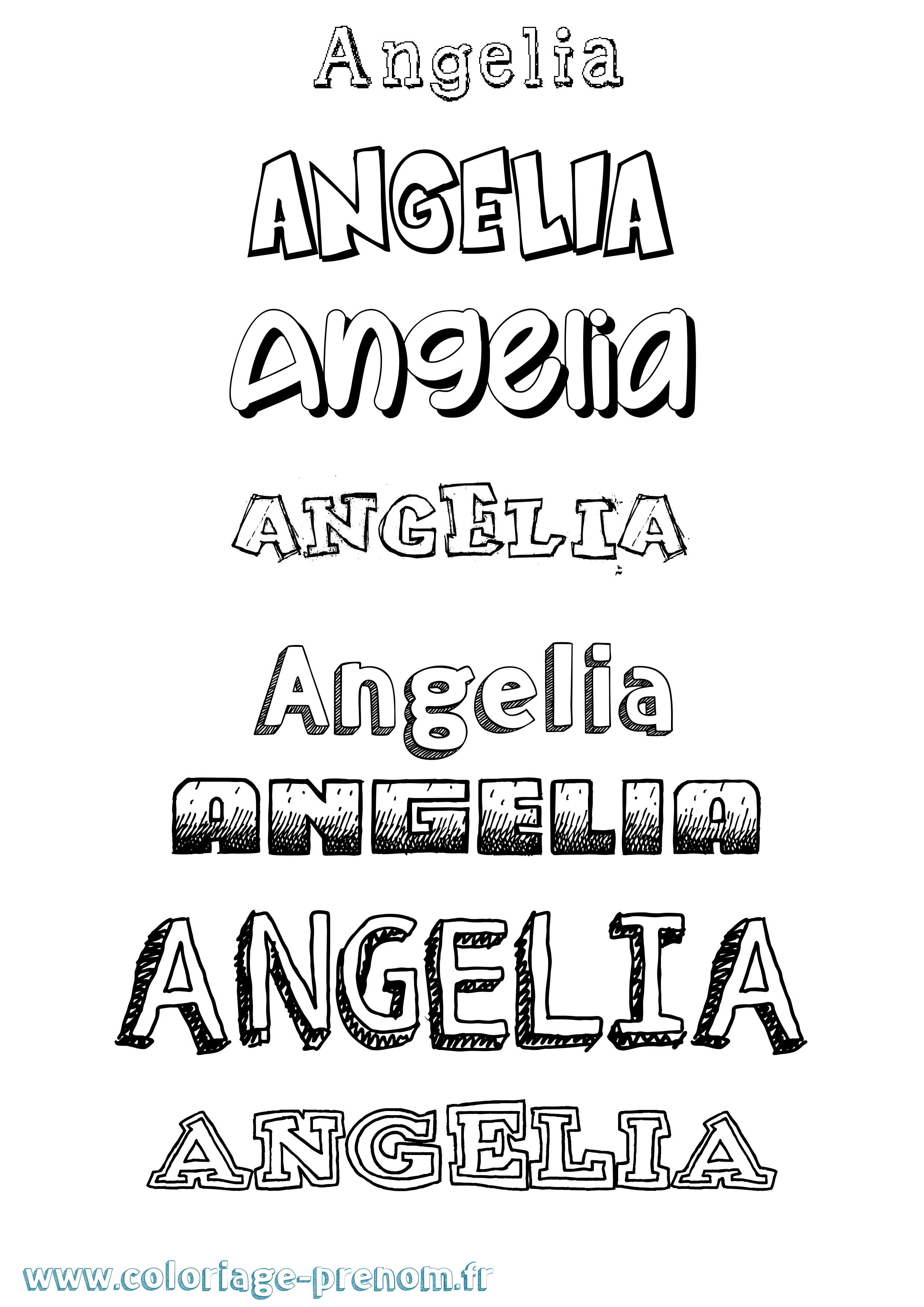 Coloriage Angelia Dessiné Coloriage prénom Angelia Dessiné