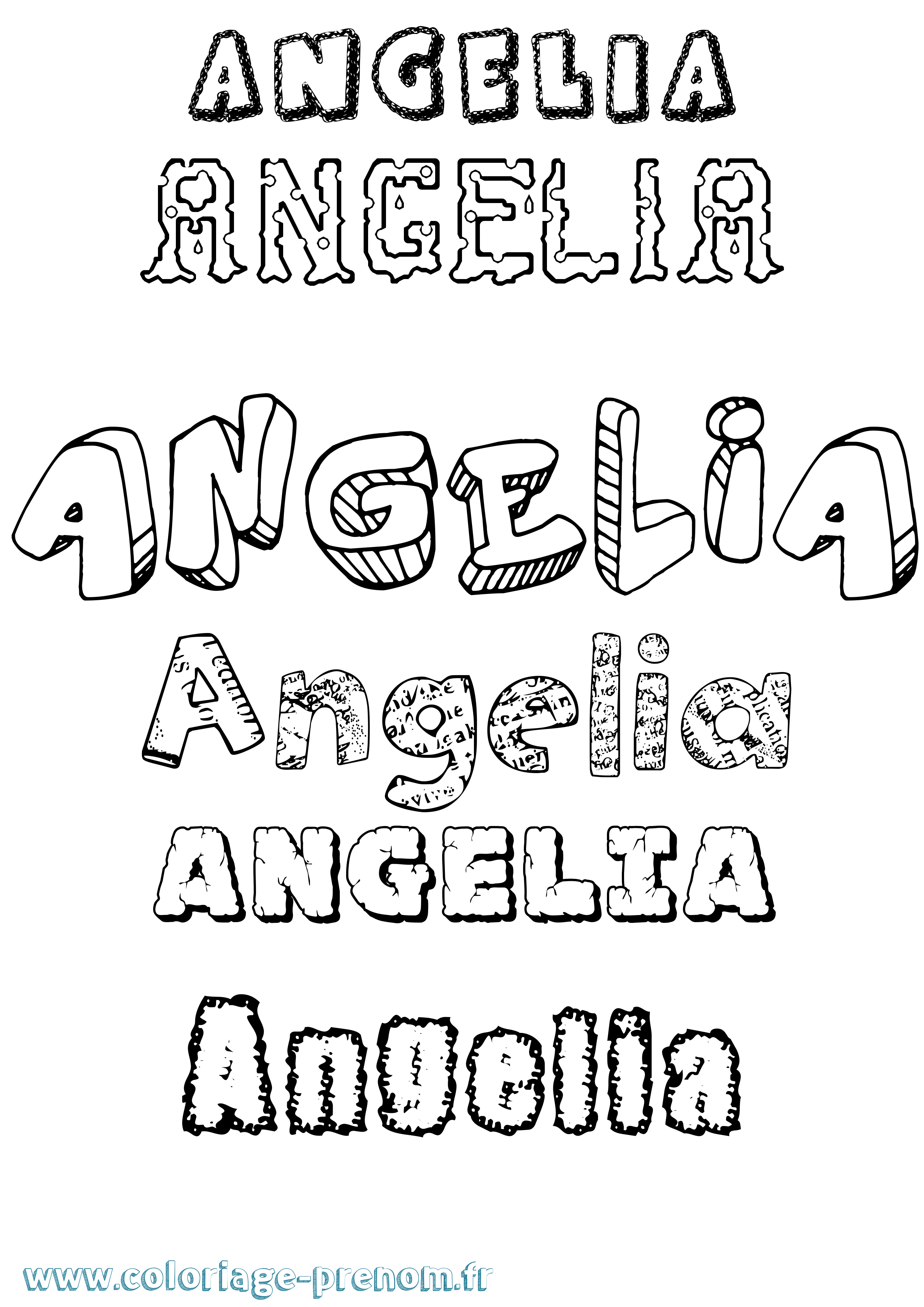 Coloriage Angelia Destructuré Coloriage prénom Angelia Destructuré
