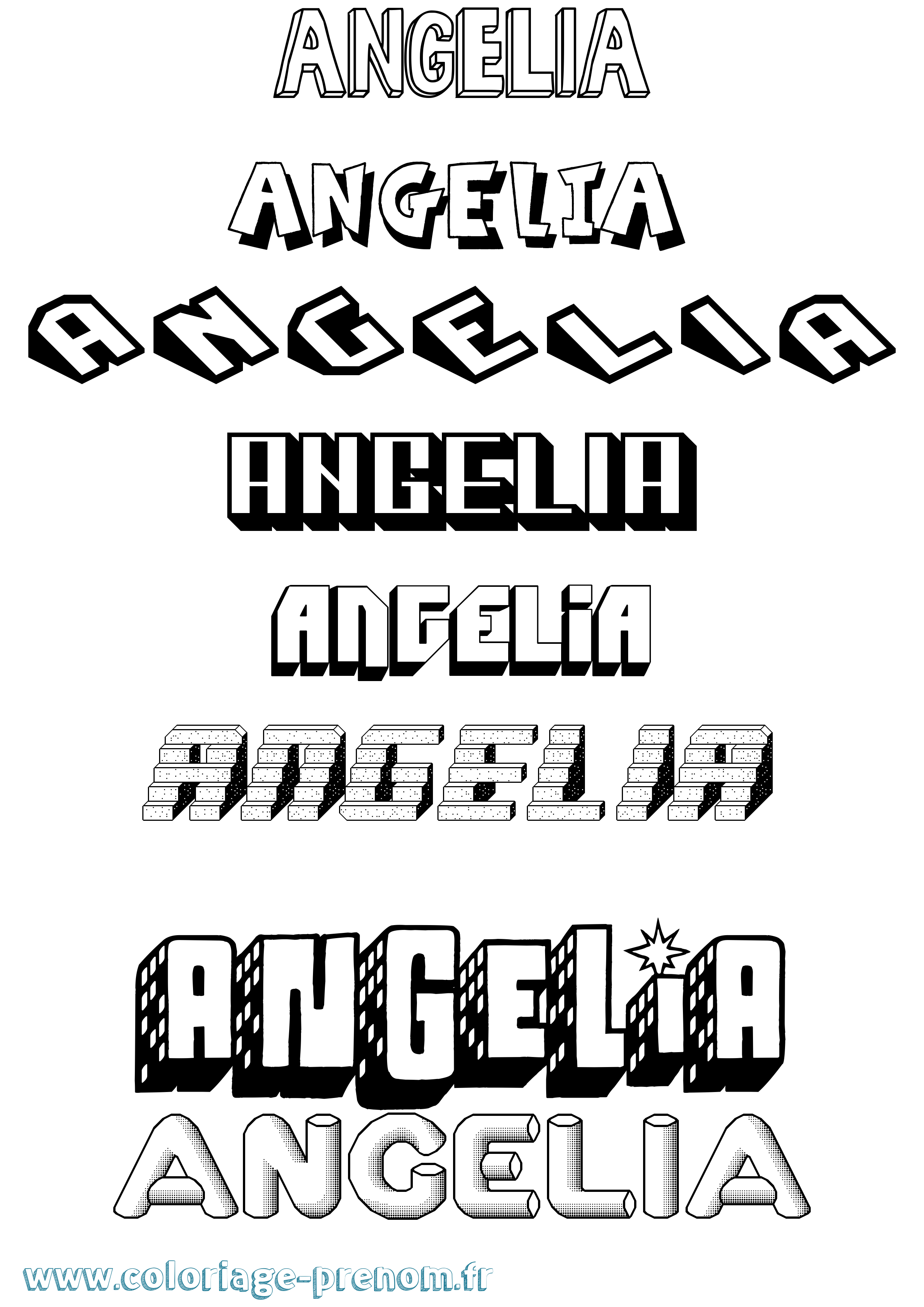 Coloriage Angelia Effet 3D Coloriage prénom Angelia Effet 3D