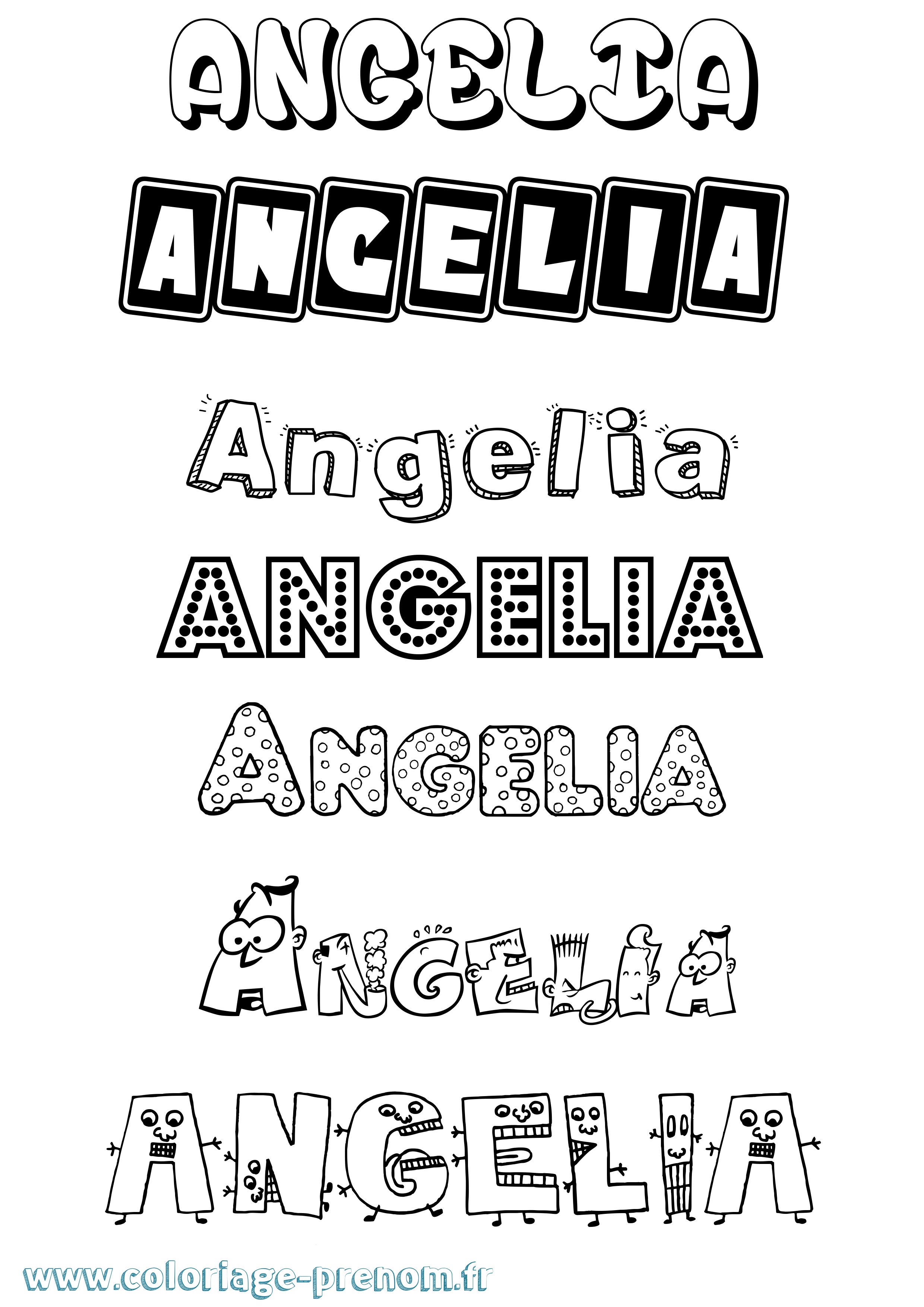 Coloriage prénom Angelia Fun