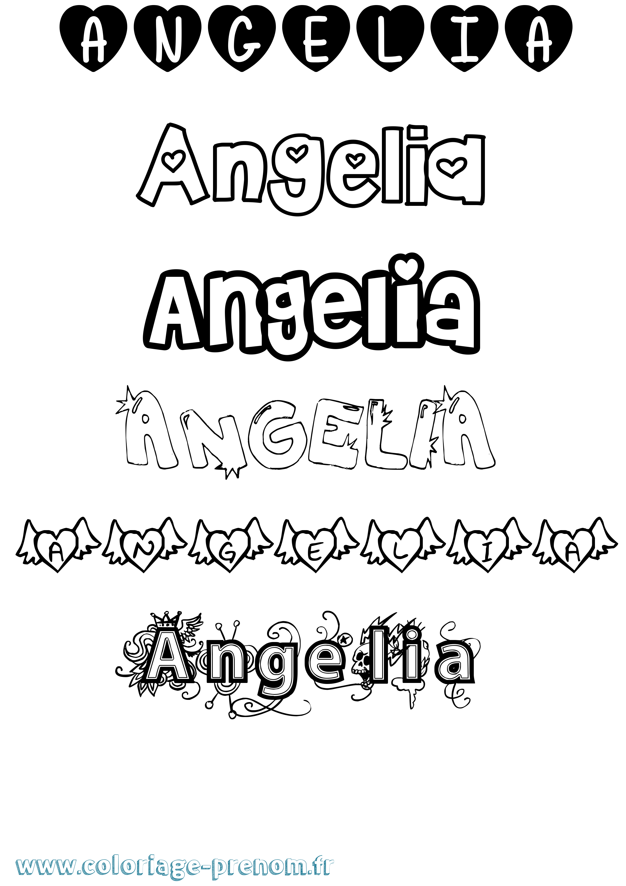 Coloriage prénom Angelia Girly
