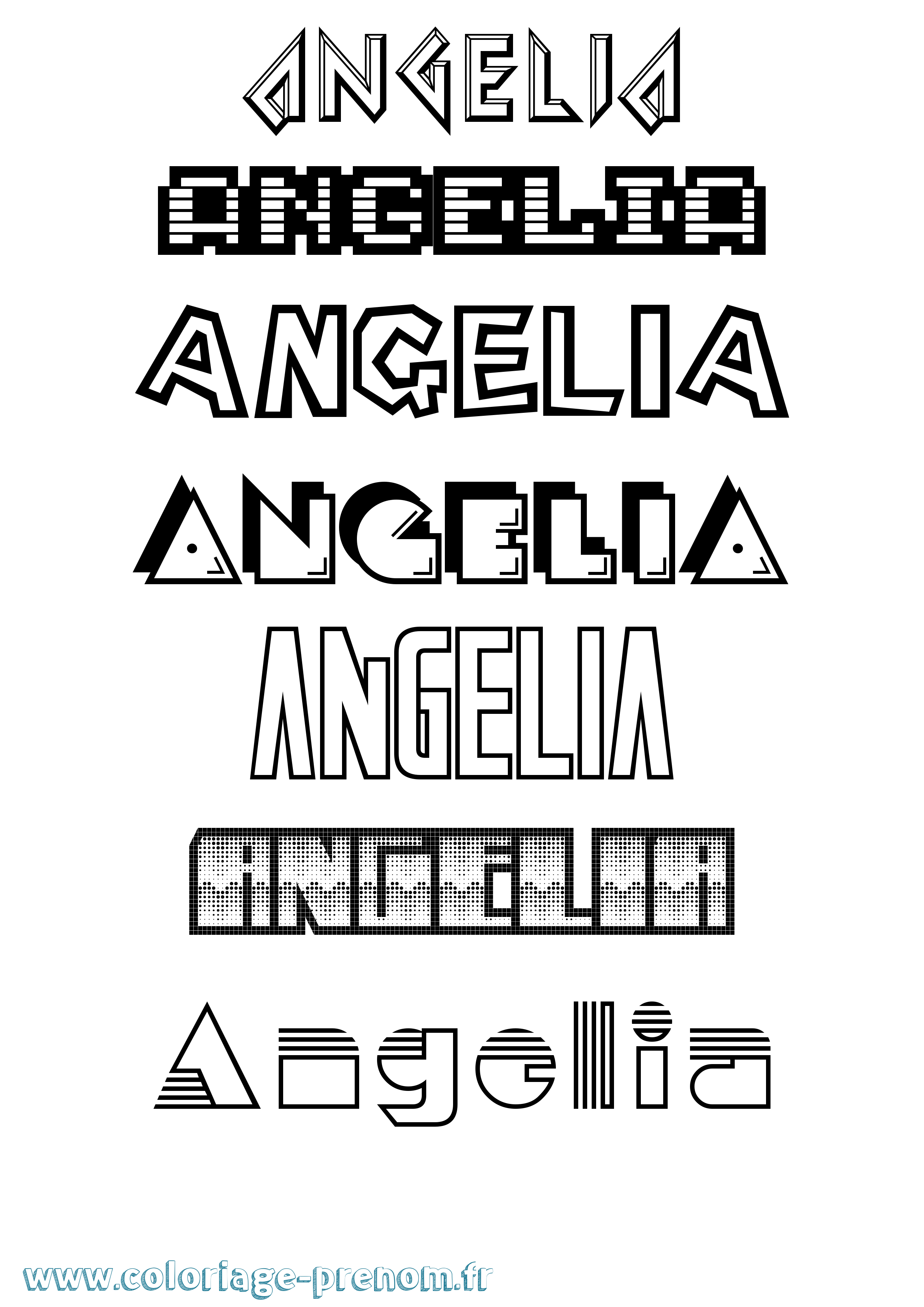 Coloriage prénom Angelia Jeux Vidéos