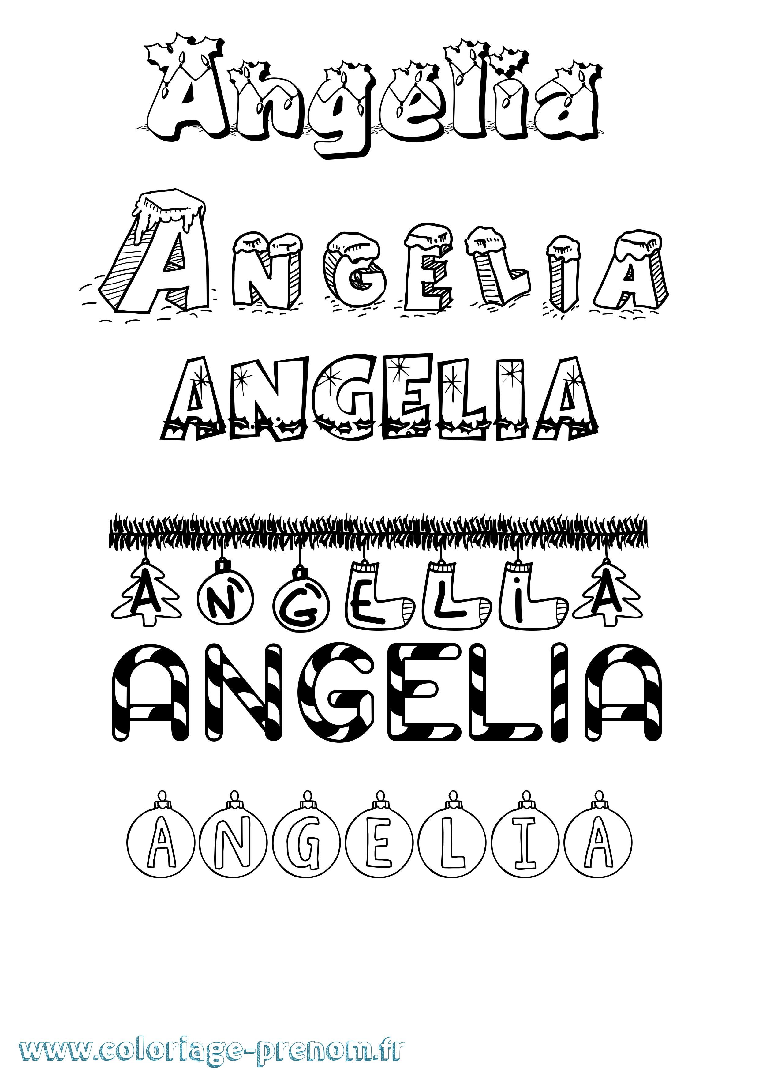 Coloriage prénom Angelia Noël