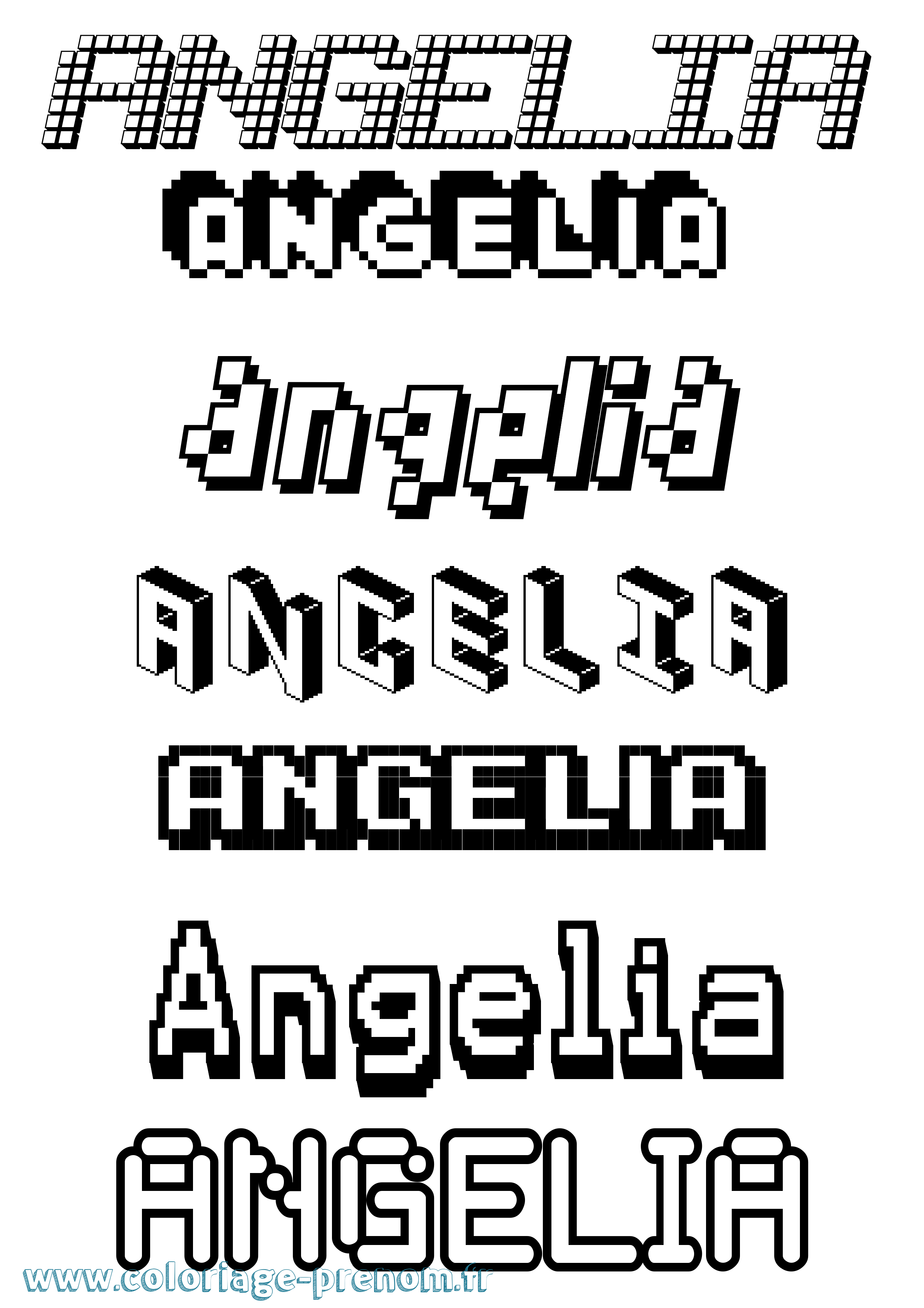 Coloriage prénom Angelia Pixel