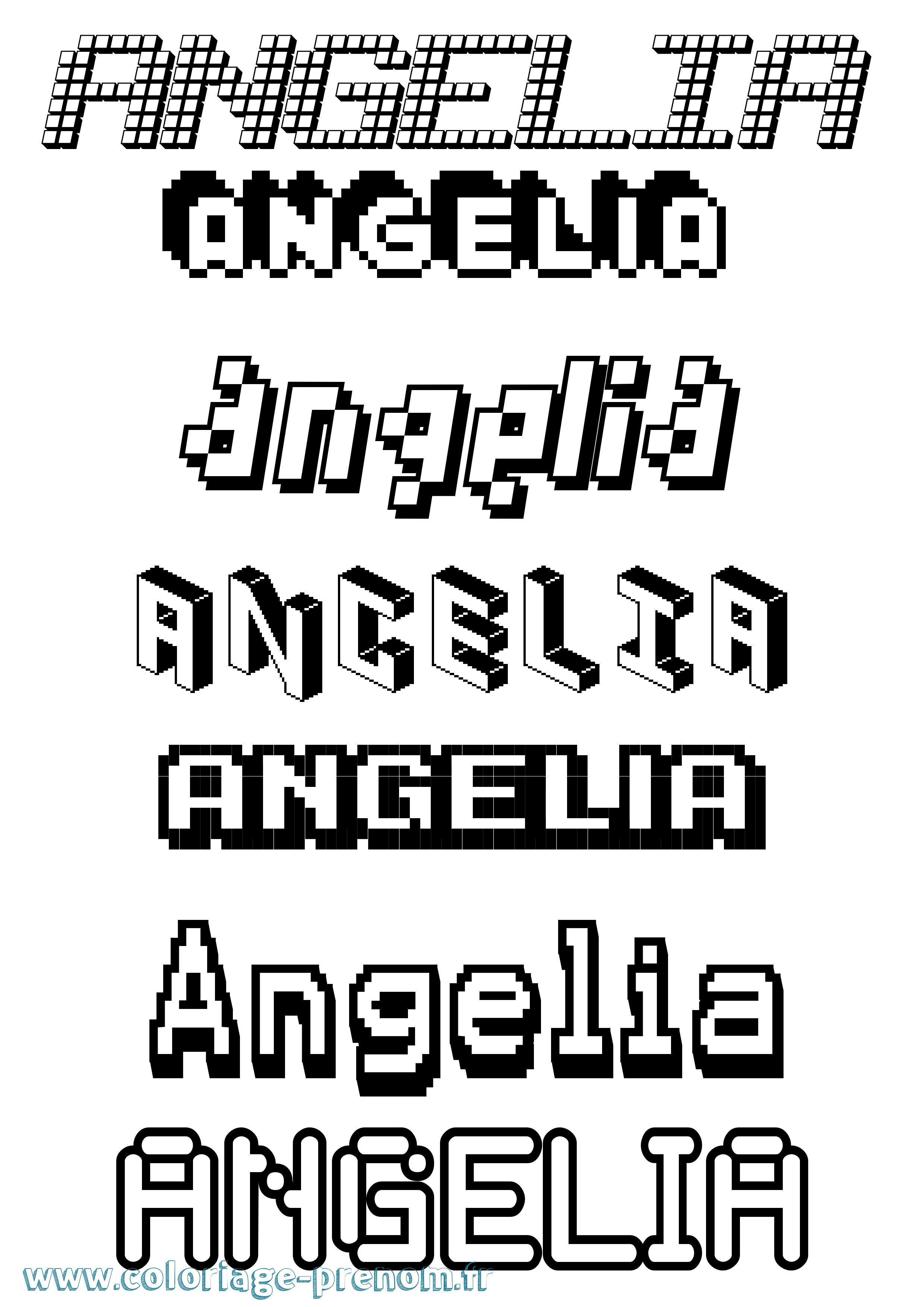 Coloriage Angelia Pixel Coloriage prénom Angelia Pixel