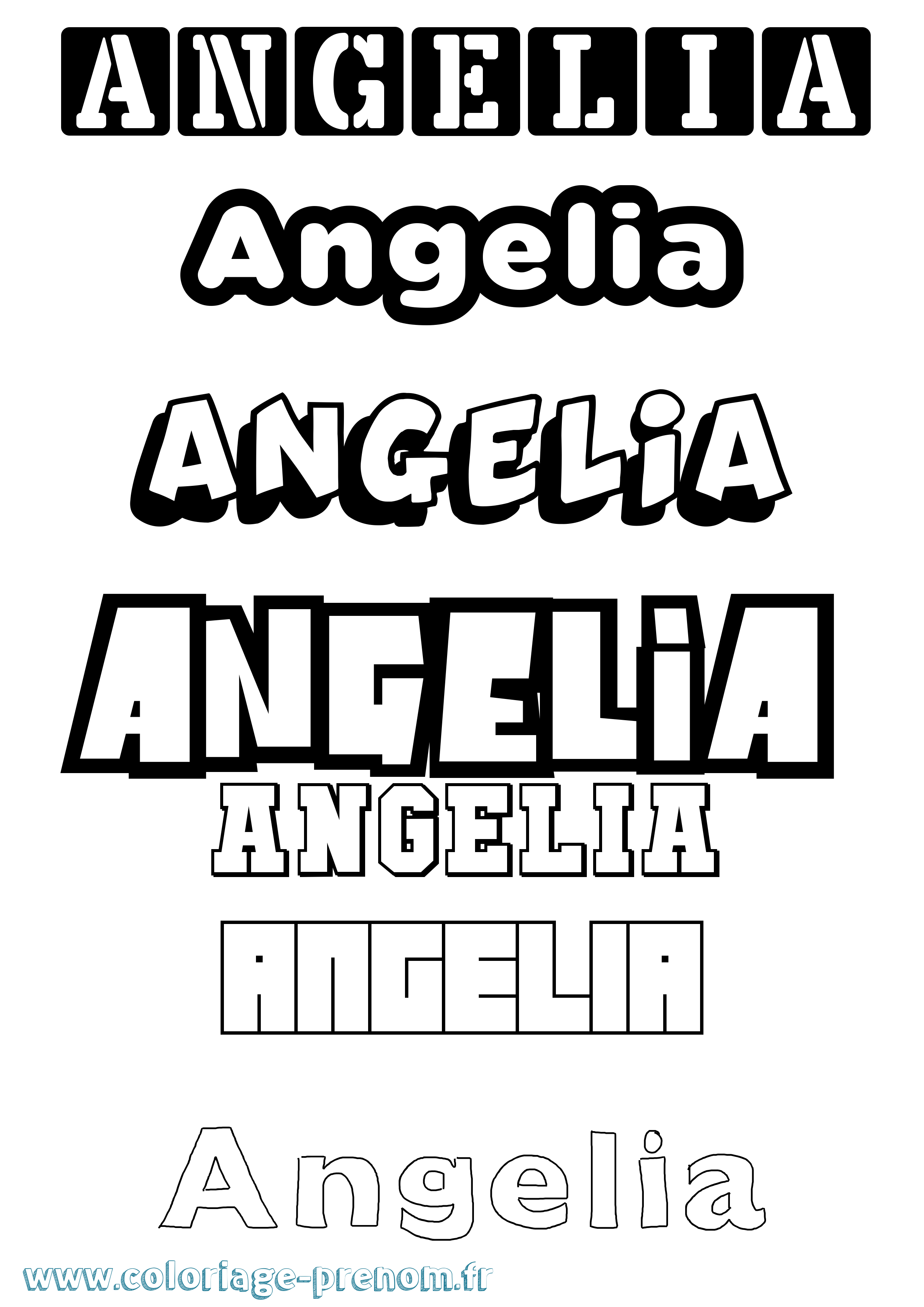Coloriage Angelia Simple Coloriage prénom Angelia Simple