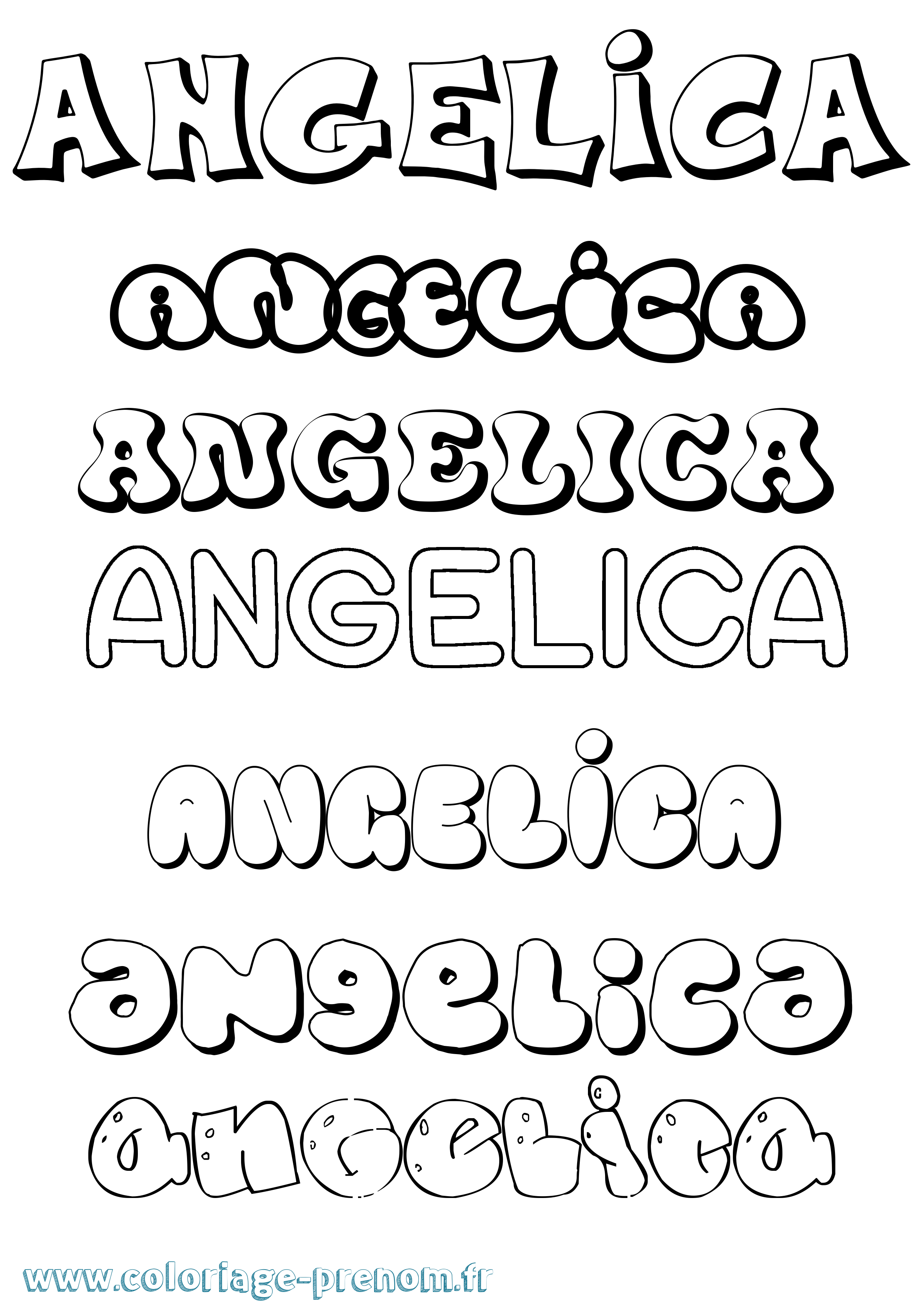 Coloriage prénom Angelica Bubble