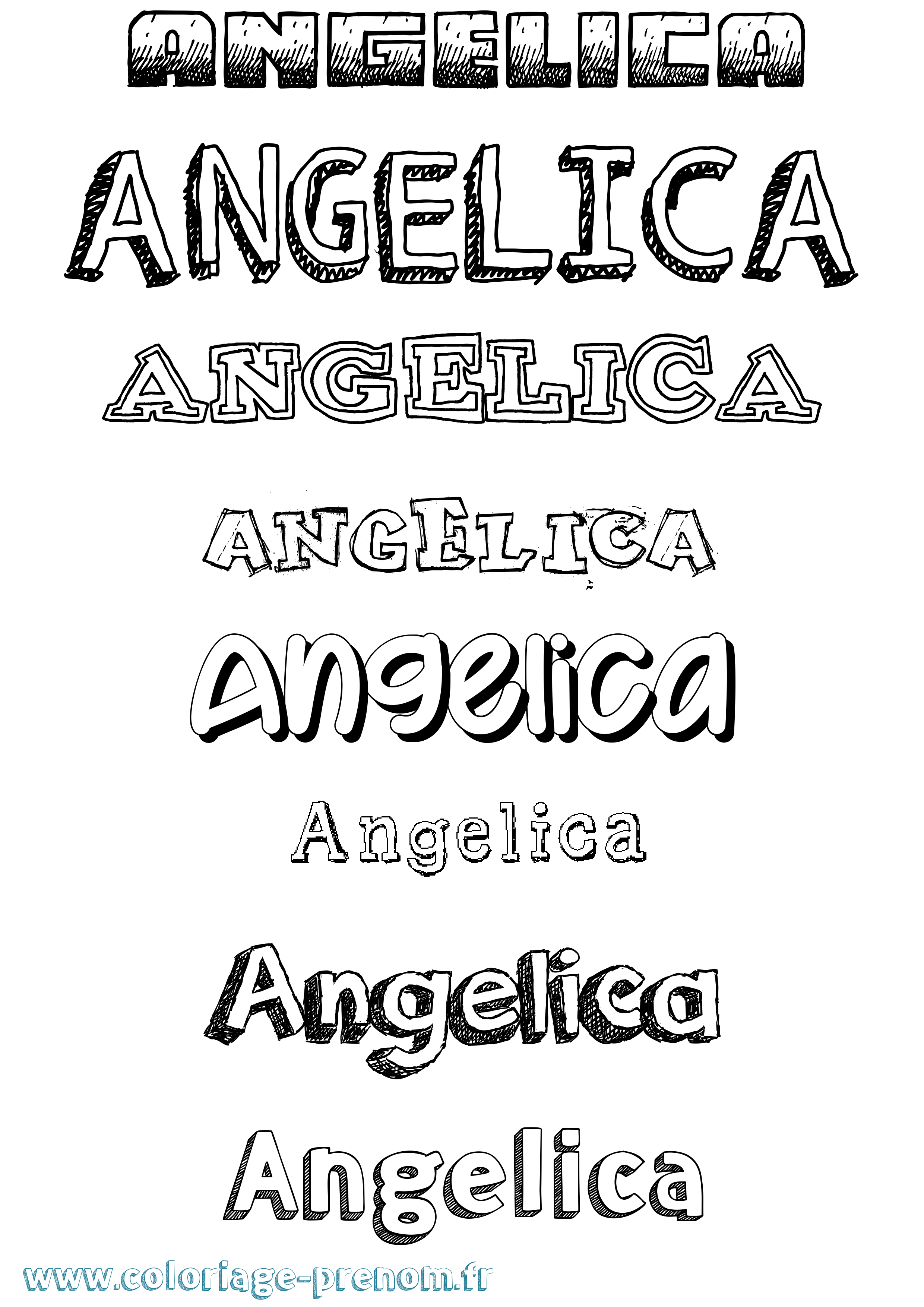 Coloriage prénom Angelica Dessiné