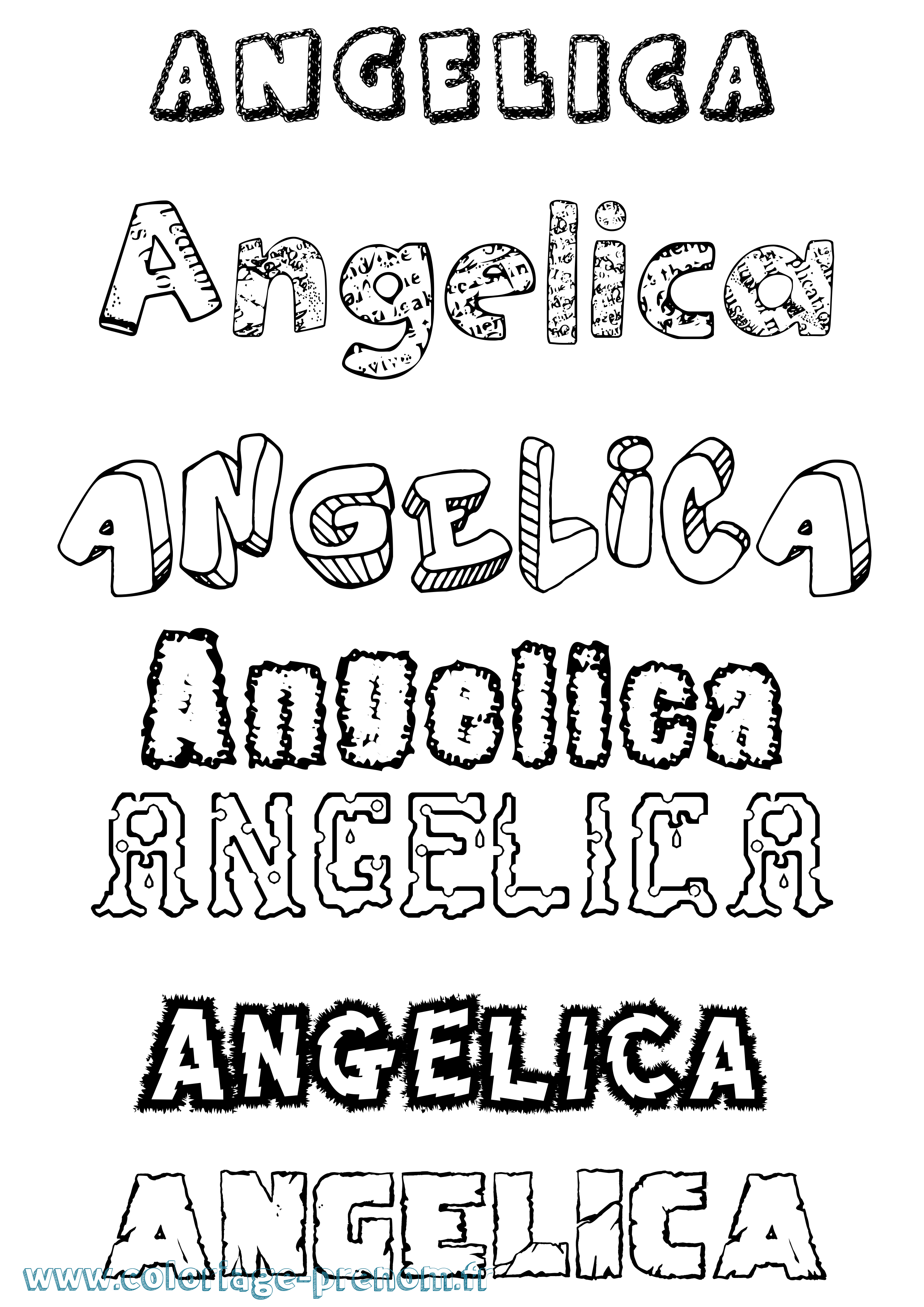 Coloriage prénom Angelica Destructuré