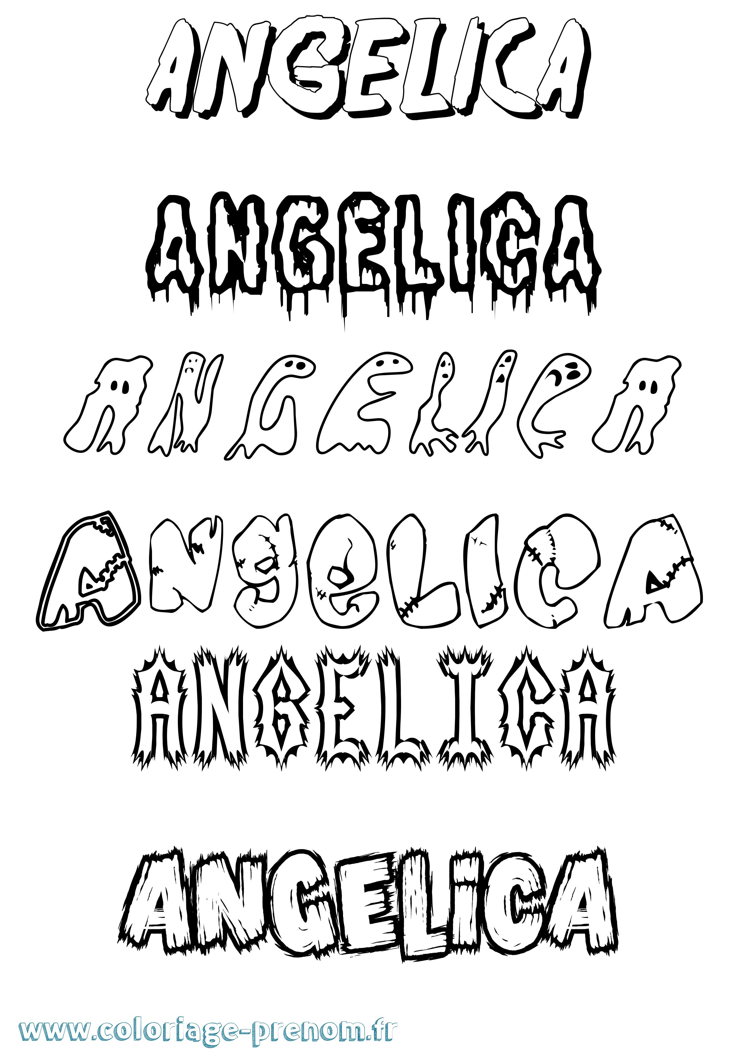 Coloriage prénom Angelica Frisson