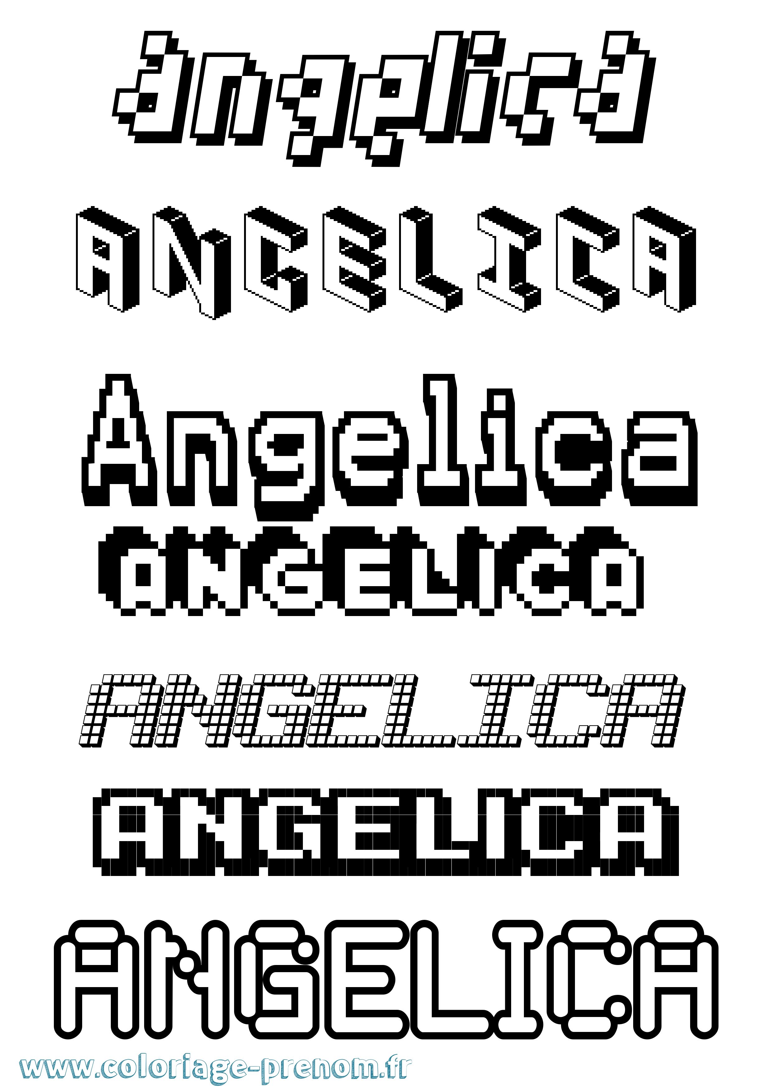 Coloriage prénom Angelica Pixel