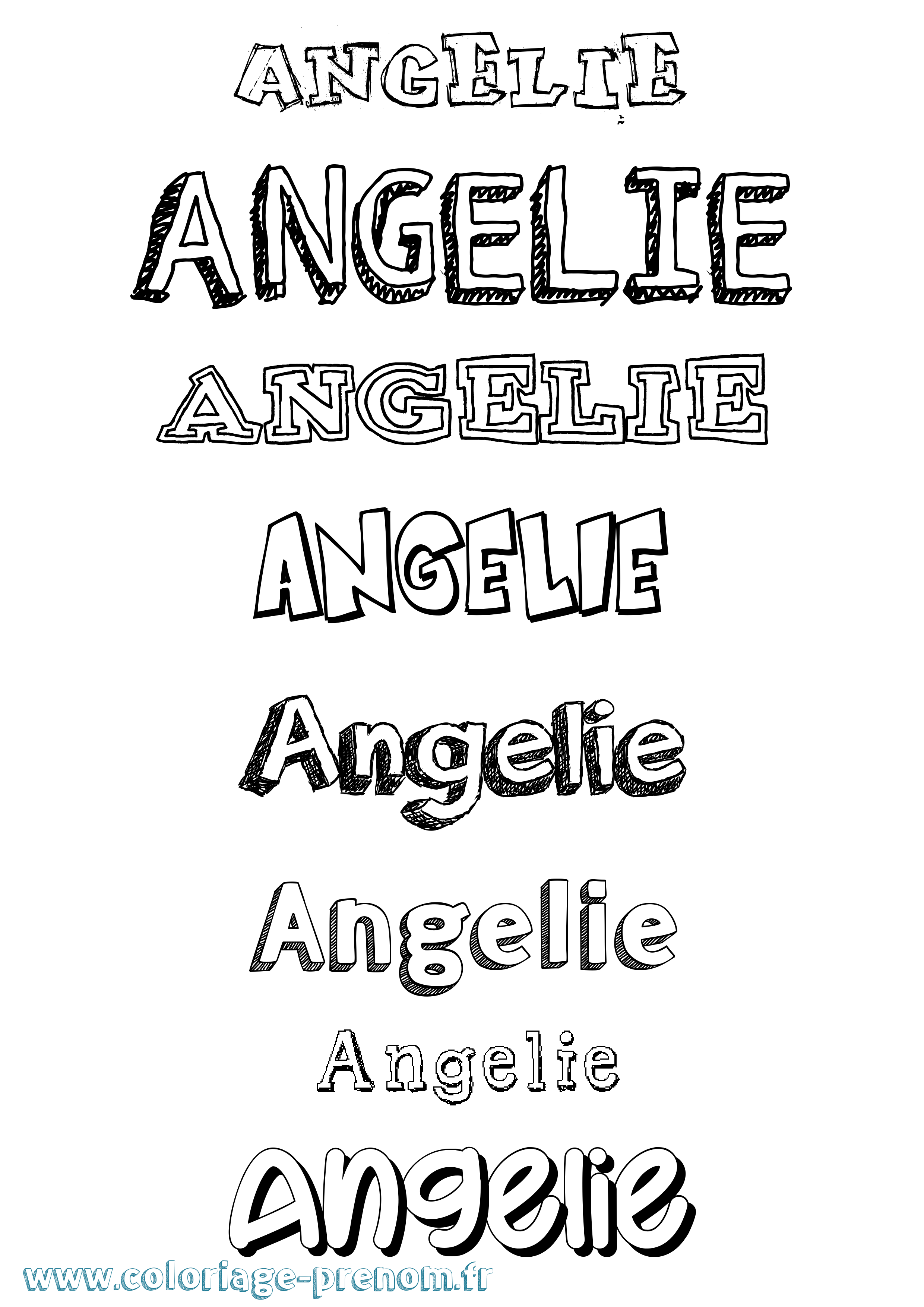 Coloriage prénom Angelie Dessiné