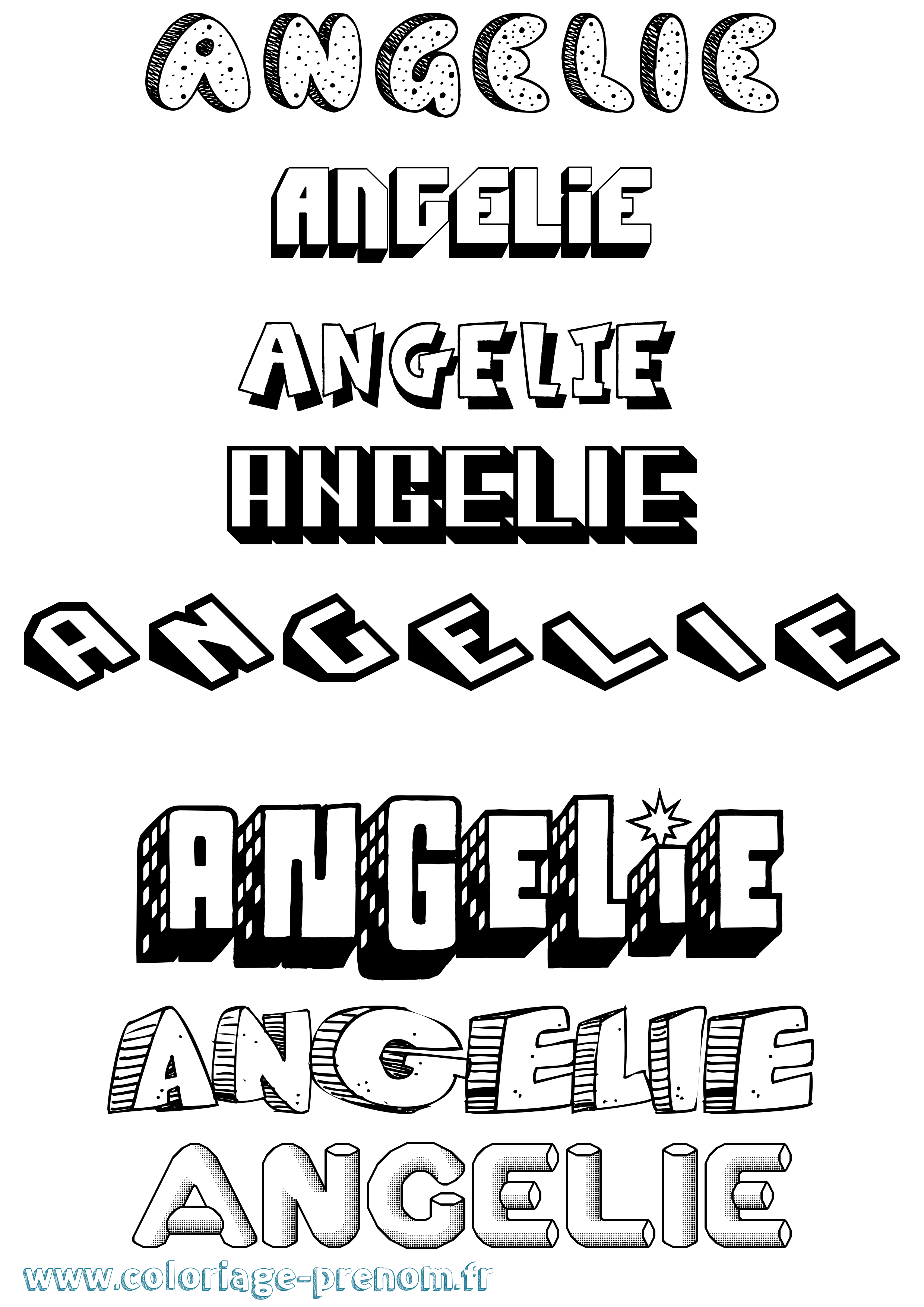 Coloriage prénom Angelie Effet 3D