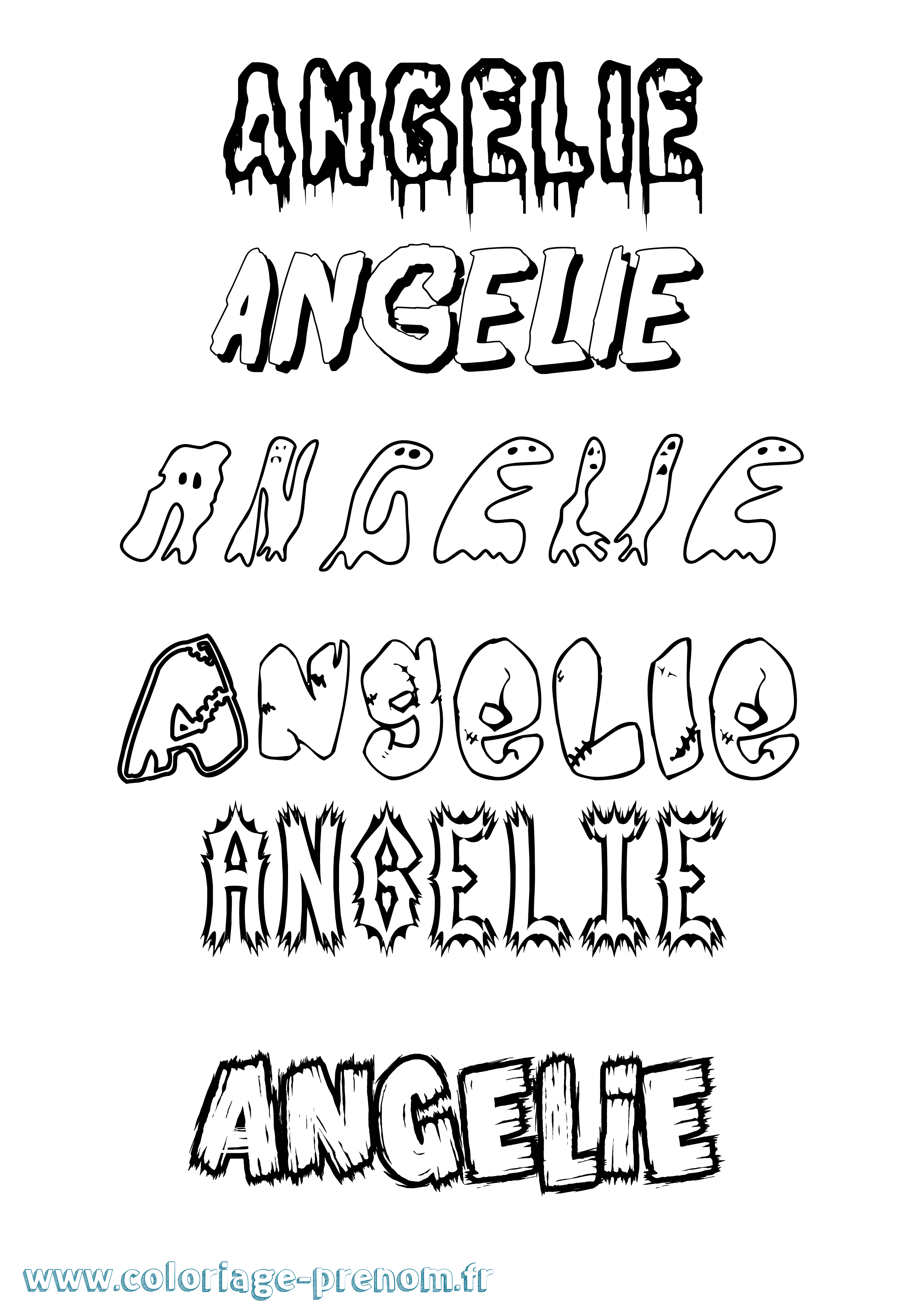 Coloriage prénom Angelie Frisson
