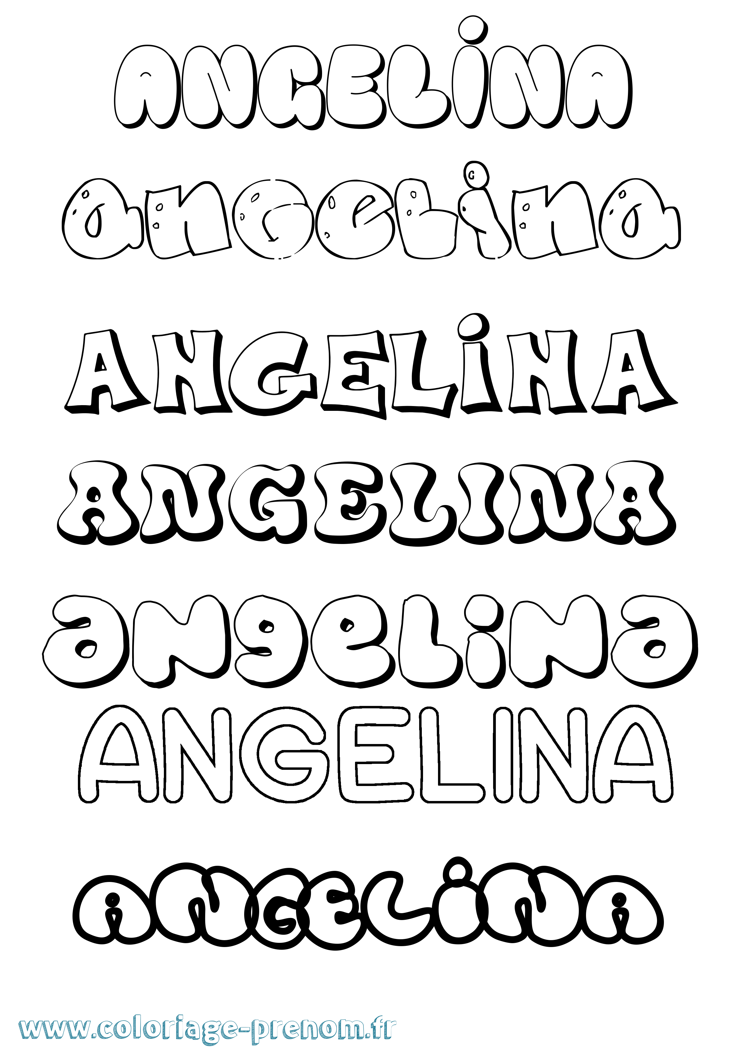 Coloriage prénom Angelina Bubble