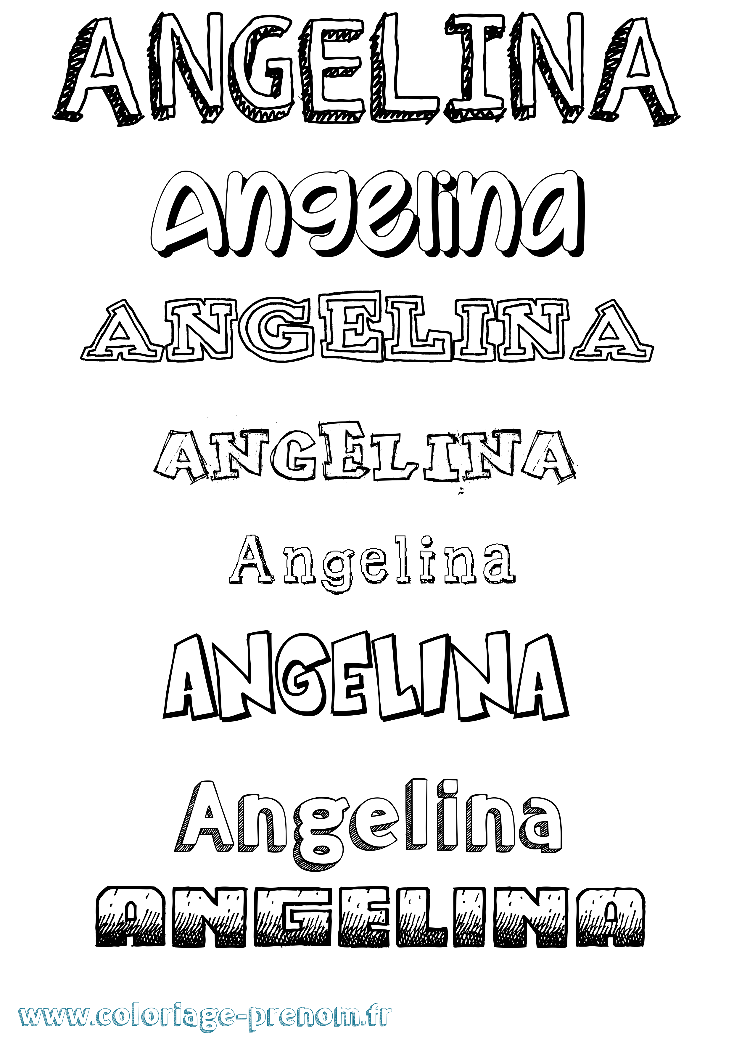 Coloriage prénom Angelina Dessiné