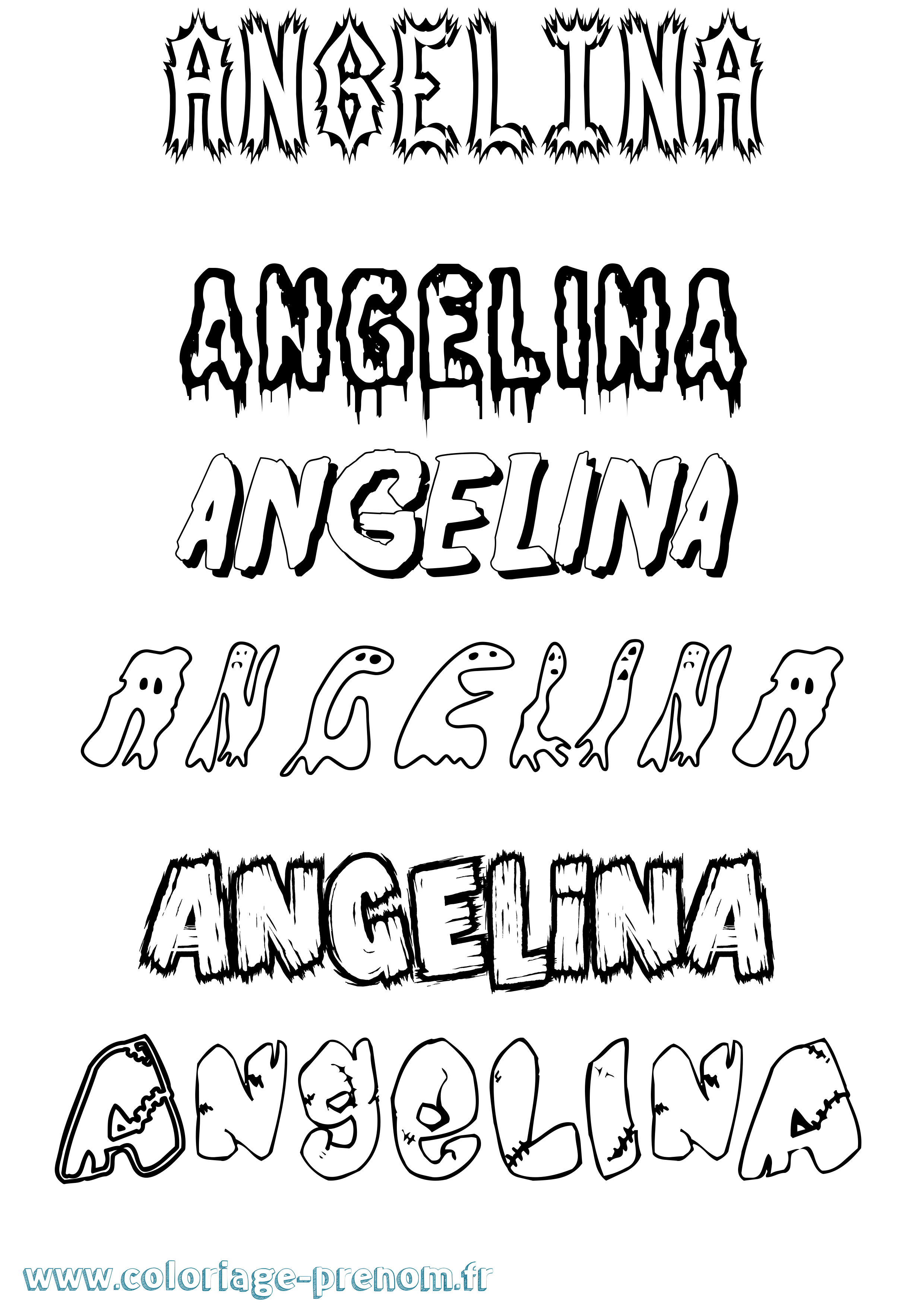 Coloriage prénom Angelina Frisson