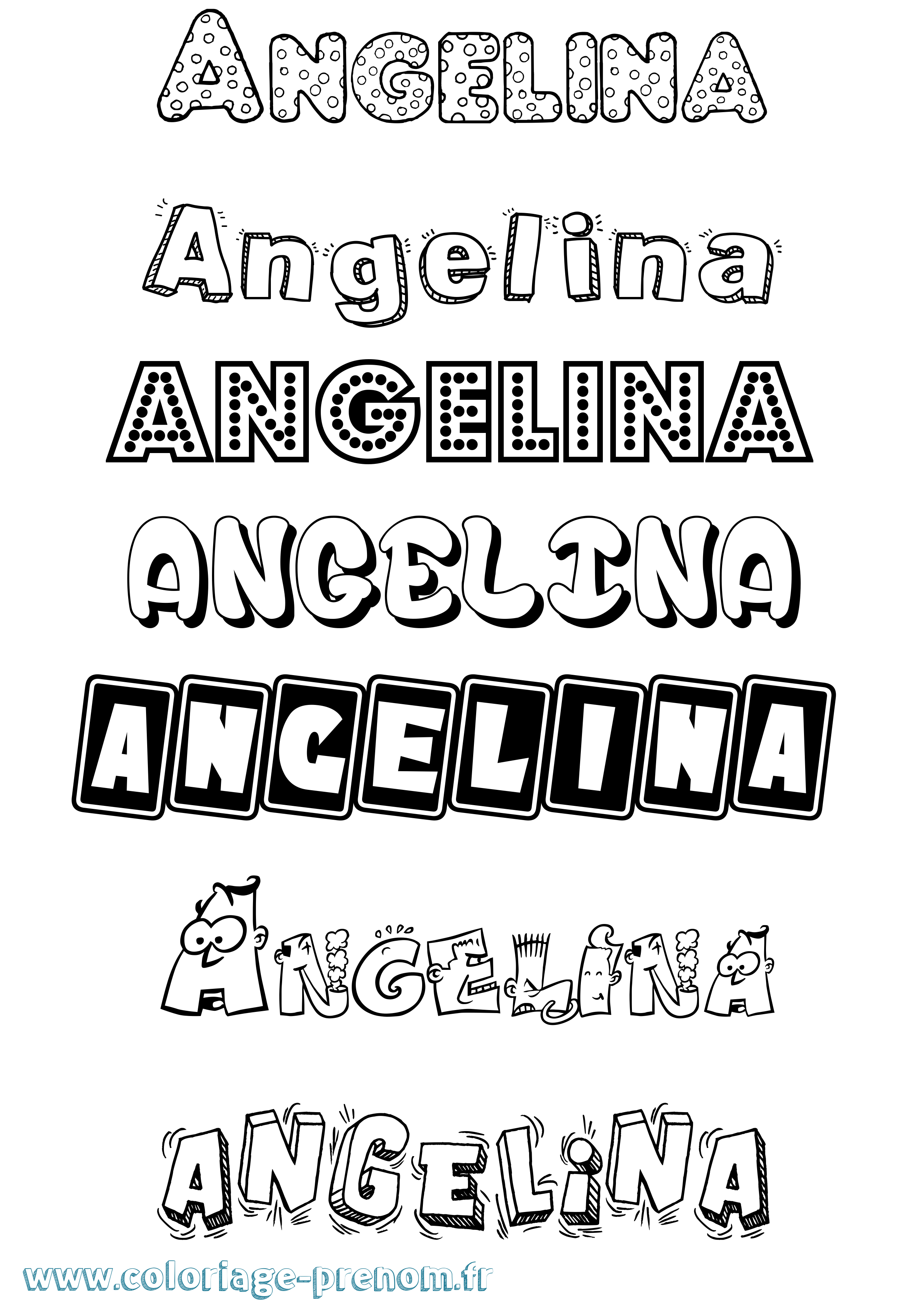 Coloriage prénom Angelina Fun