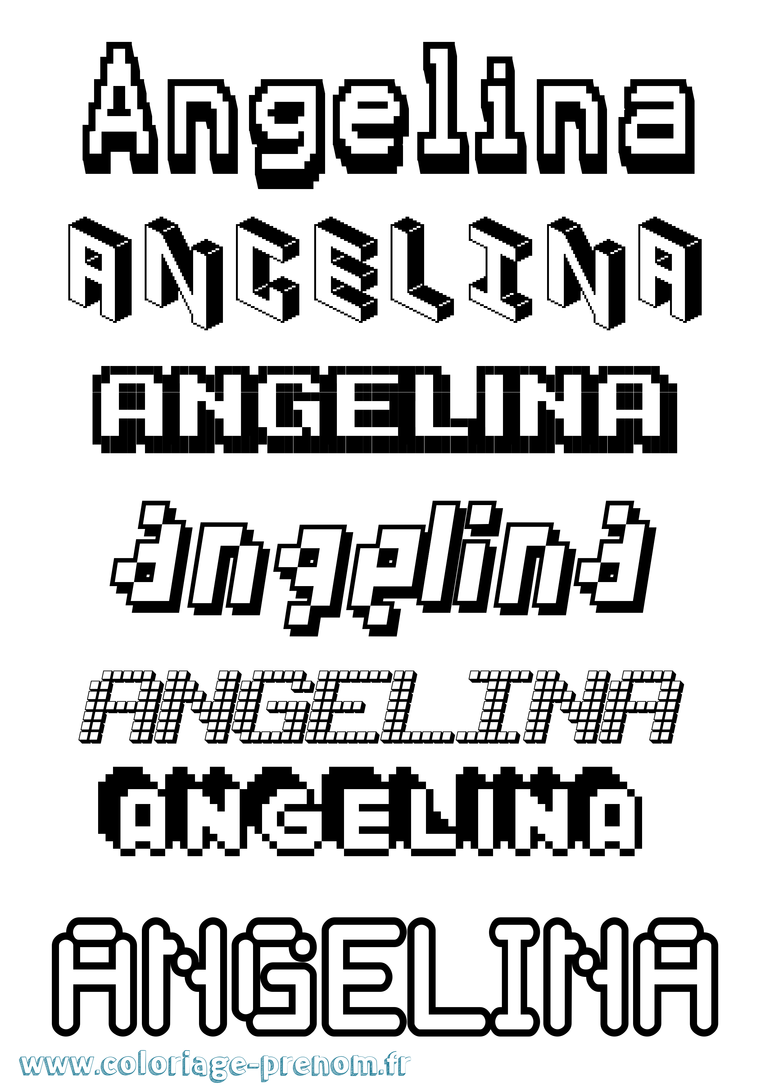 Coloriage prénom Angelina Pixel