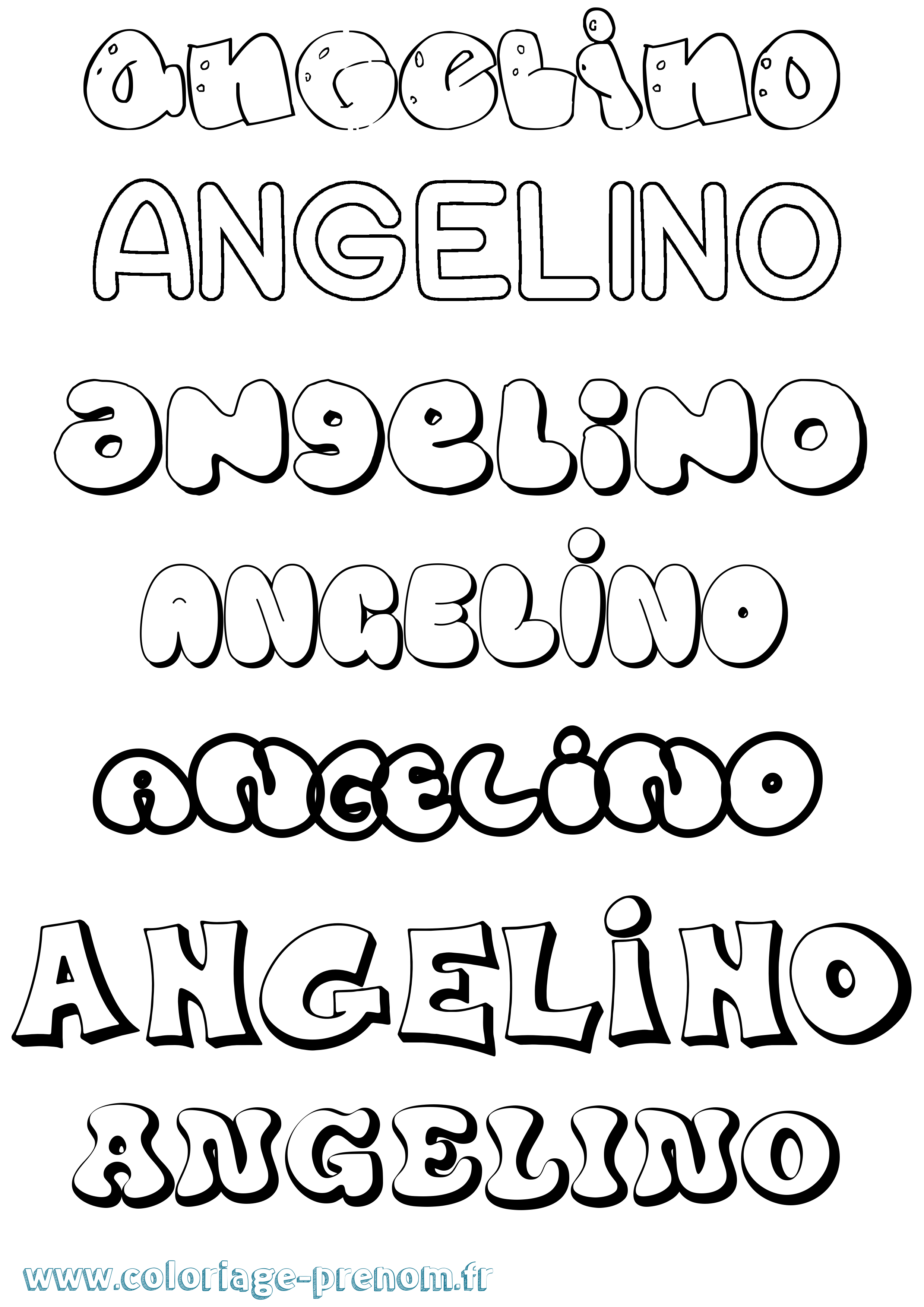 Coloriage prénom Angelino Bubble