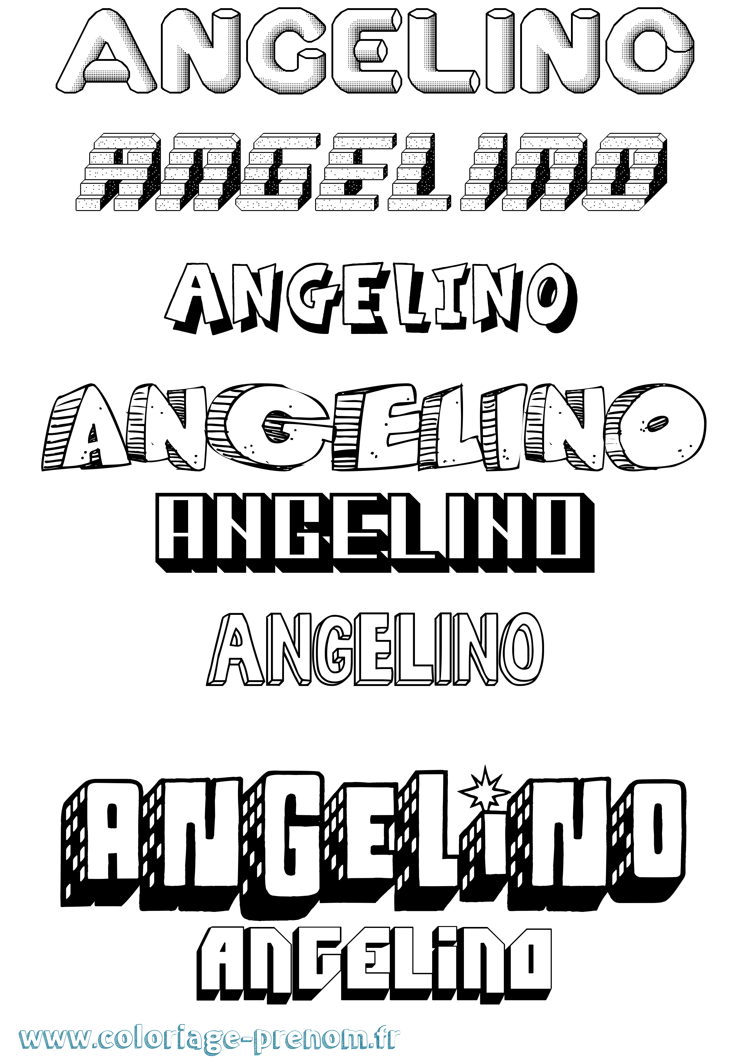 Coloriage prénom Angelino Effet 3D