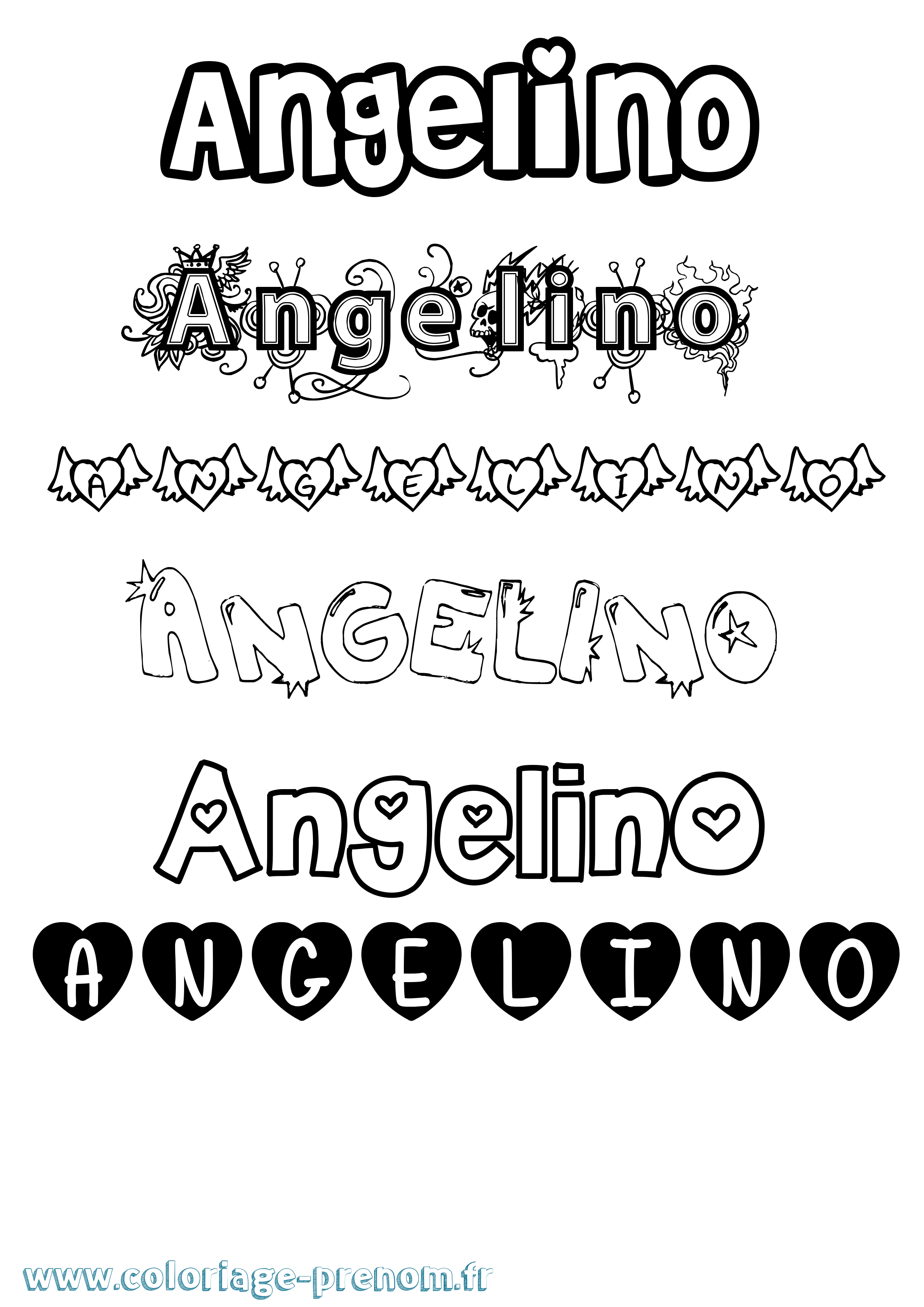 Coloriage prénom Angelino Girly